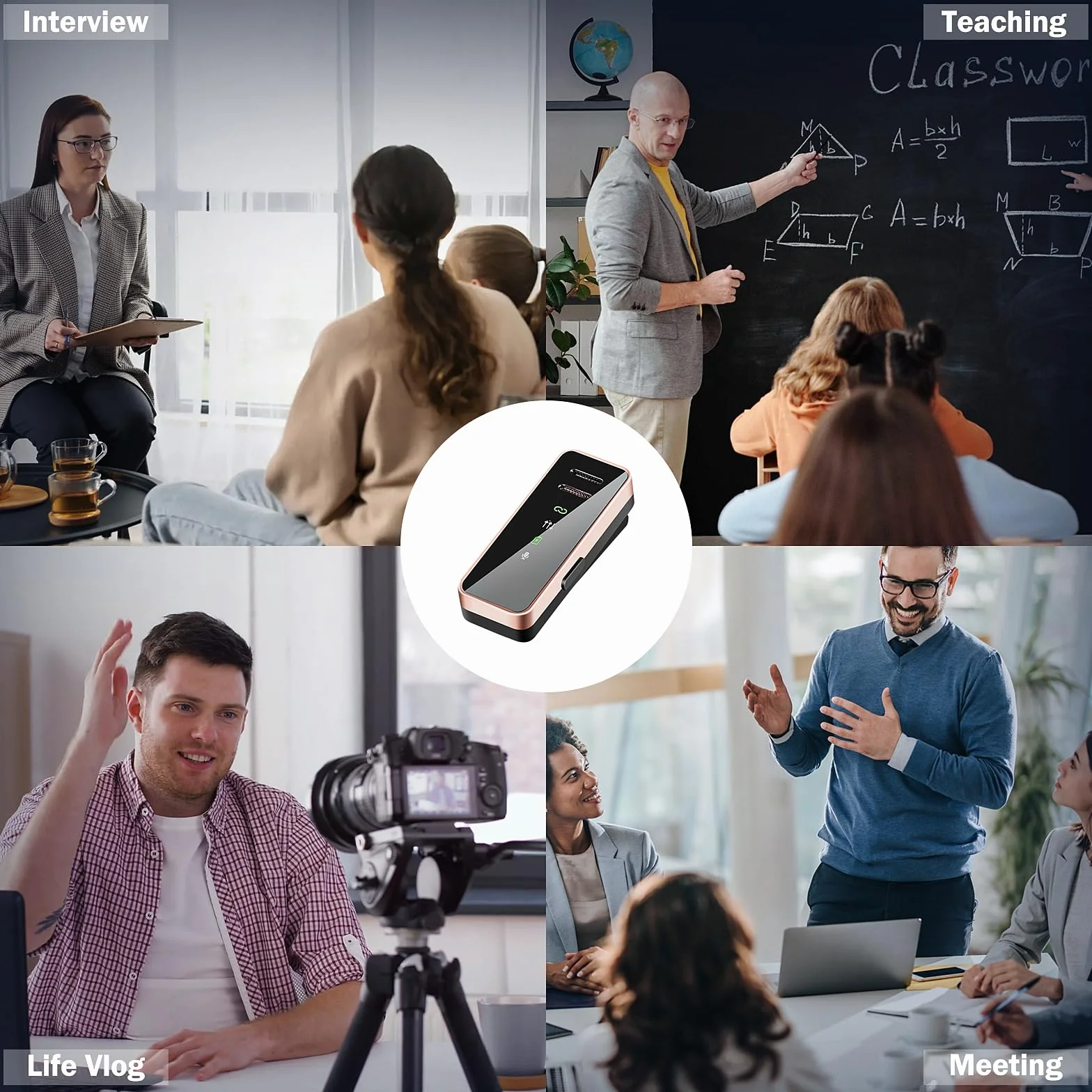 Weinsamkeit Bezprzewodowy mikrofon Lavalier z wyświetlaczem LED i ładowarką, mini do iPhone/iPada/Type-C Android/PC, 2,4 GHz Auto Sync, mikrofon do vloga, YouTube, wywiadu