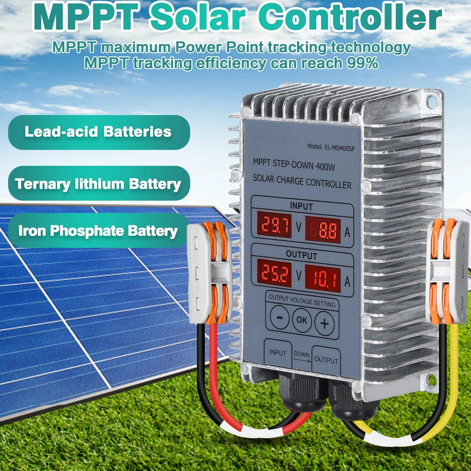 Jadeshay MPPT regulator ładowania 24 V, 400 W, regulator ładowania paneli słonecznych, 24-85 V, akumulatory kwasowe, litowe