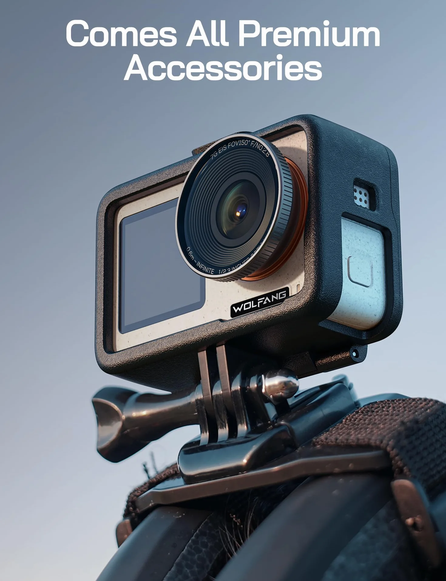 WOLFANG Seeker One White wodoszczelna kamera sportowa z wideo 4K60 Ultra HD, kolorowy wyświetlacz z dwoma ekranami, kamera podwodna o długości 16 m, transmisja na żywo, kamera internetowa,