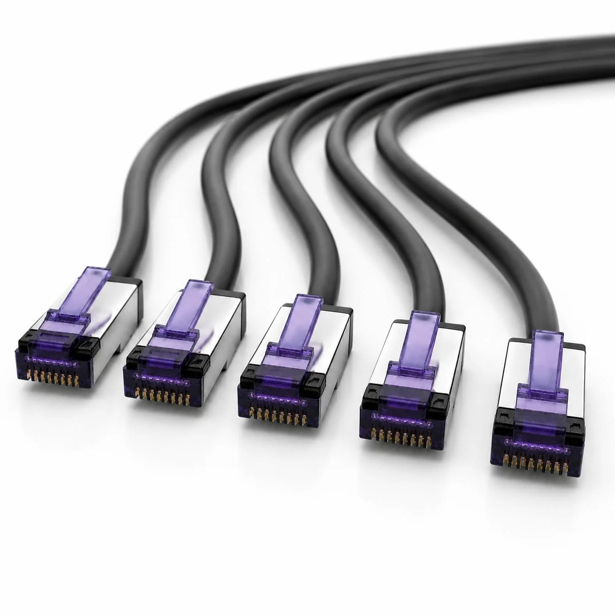 1aTTack.de - 0,15 m - 5 sztuk CAT6a kabel sieciowy RJ45 LAN kabel krosowy Ethernet S/FTP PiMF 10 Gbit/s 500 MHz Superflex Soft-PVC Gigabit kompatybilny z Cat7 Cat6 Cat5e czarny