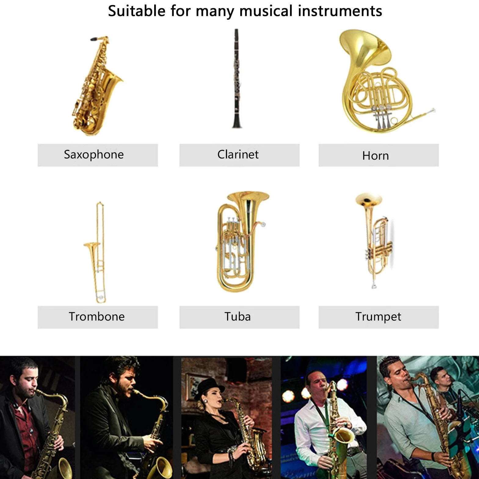 Bezprzewodowy Mikrofon Instrumentalny, Mikrofon Saksofonowy Instrument Bezprzewodowy Mikrofon UHF Kardioidalny Mikrofon Pojemnościowy na Gęsiej Szyi, do Rogów Trąbki Trumbone Saksofony