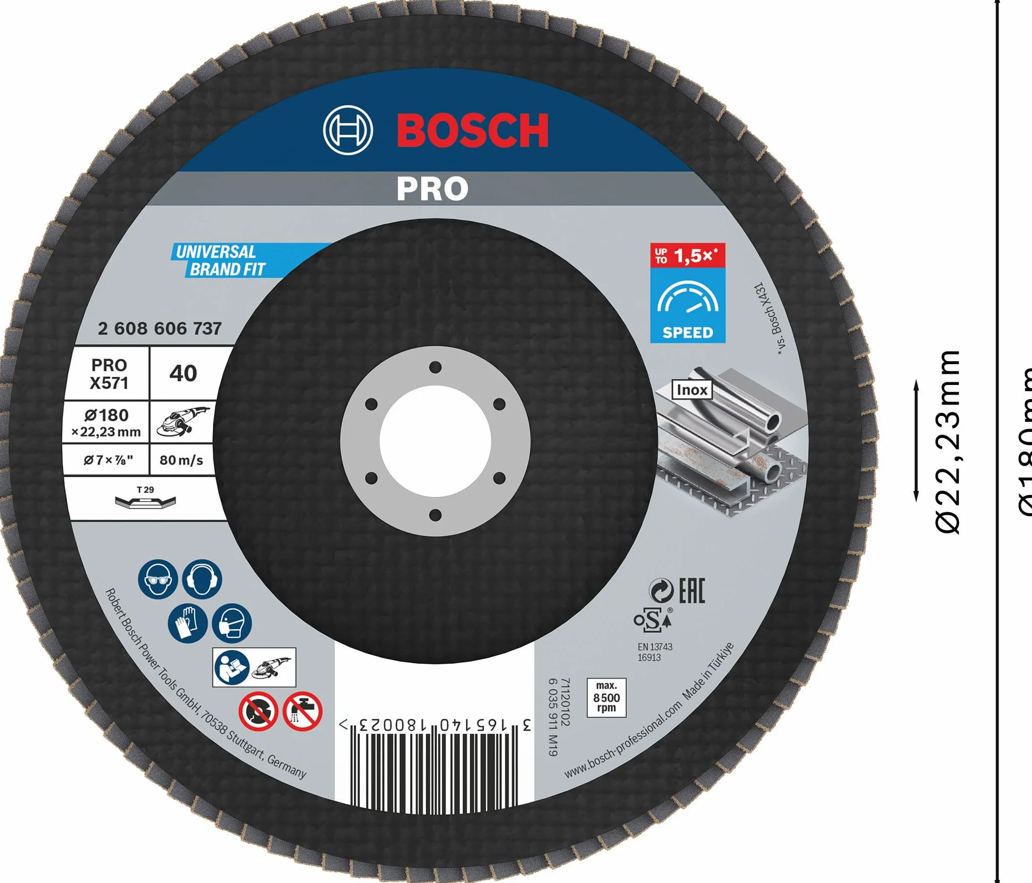 Bosch Professional Lam.X571 Best Metal: 180 mm Cón.FV G40