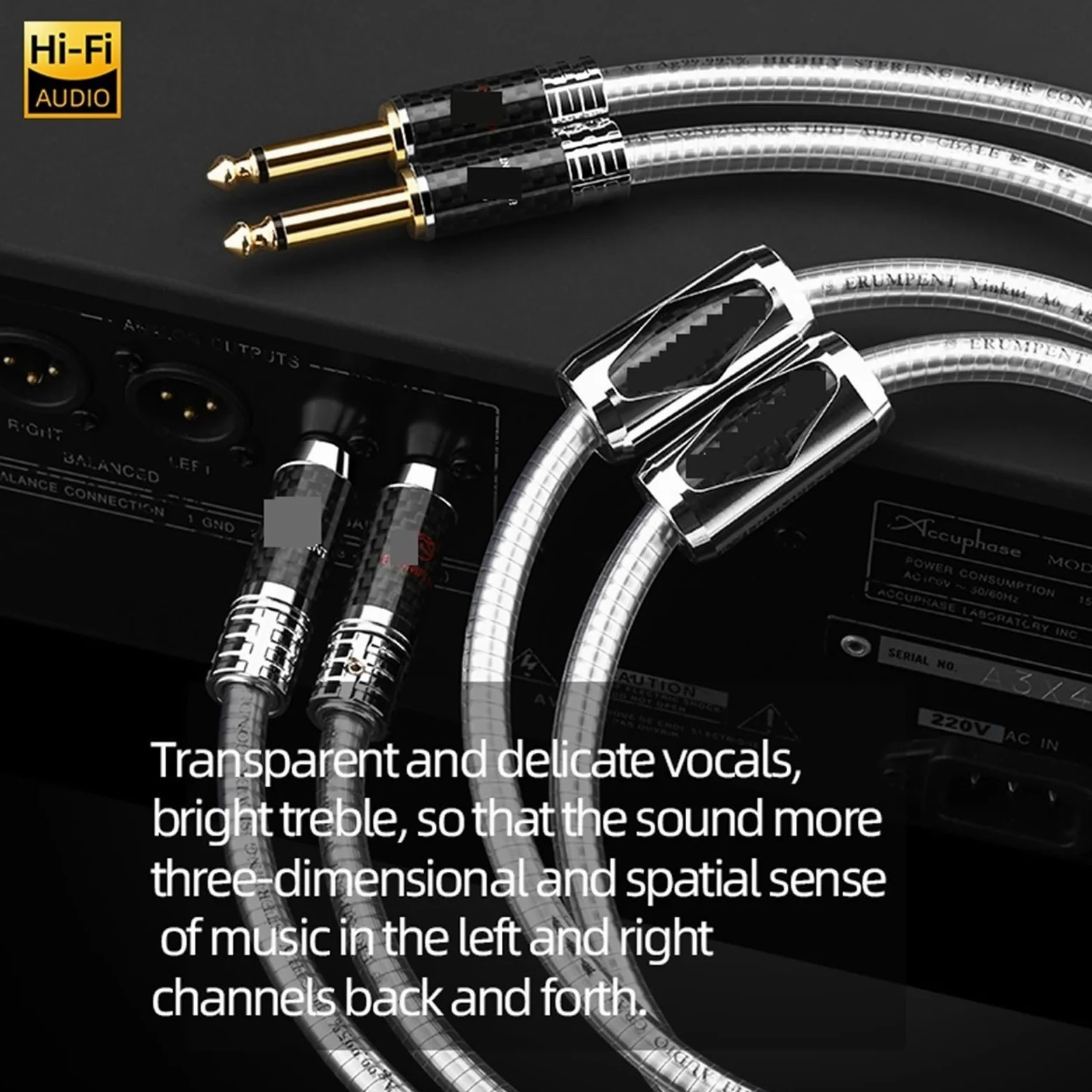 Podwójny kabel audio Hi-end ze srebra wysokiej próby 6,35 mm do podwójnego RCA 1/4" TS Mono Jack Adapter do wzmacniacza gitarowego z głośnikiem (5)