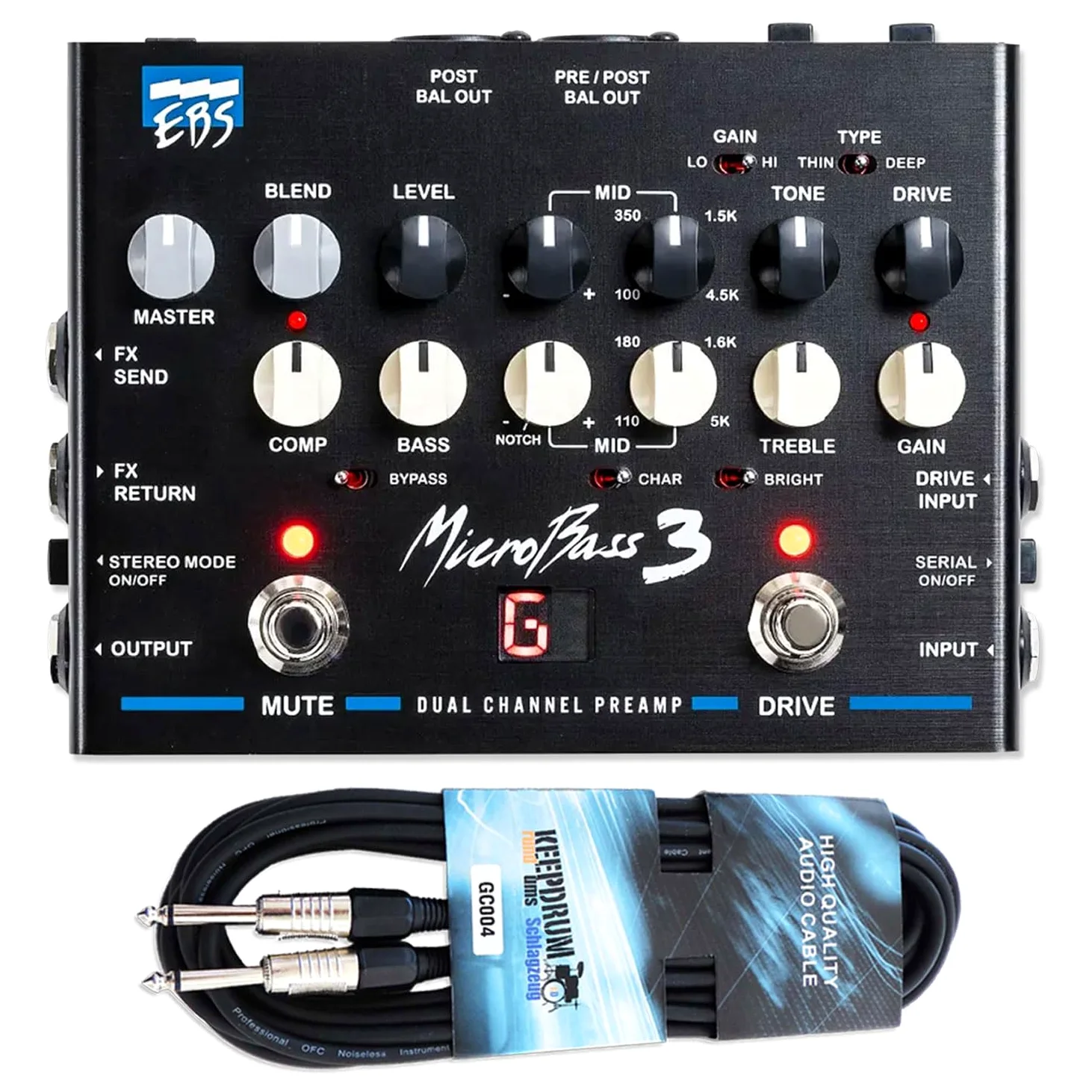 EBS MicroBass 3 analogowy wzmacniacz basowy z kablem keepdrum