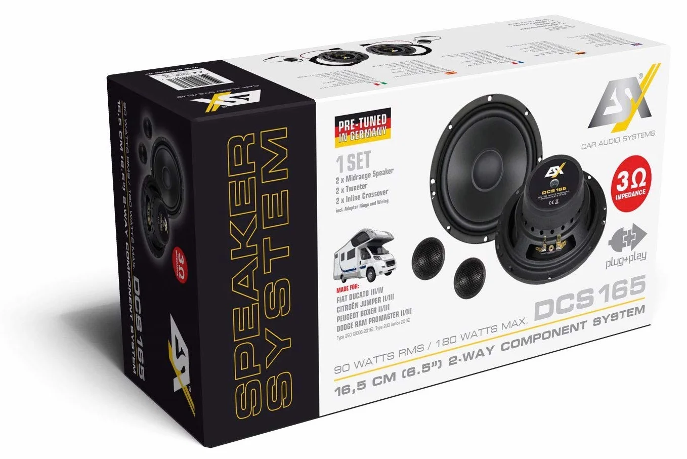 ESX DCS165 | 2-drożny system komponentów do FIAT Ducato III+IV | Citroen Jumper II+III | Peugeot Boxer II+III | Dodge RAM Promaster II+III