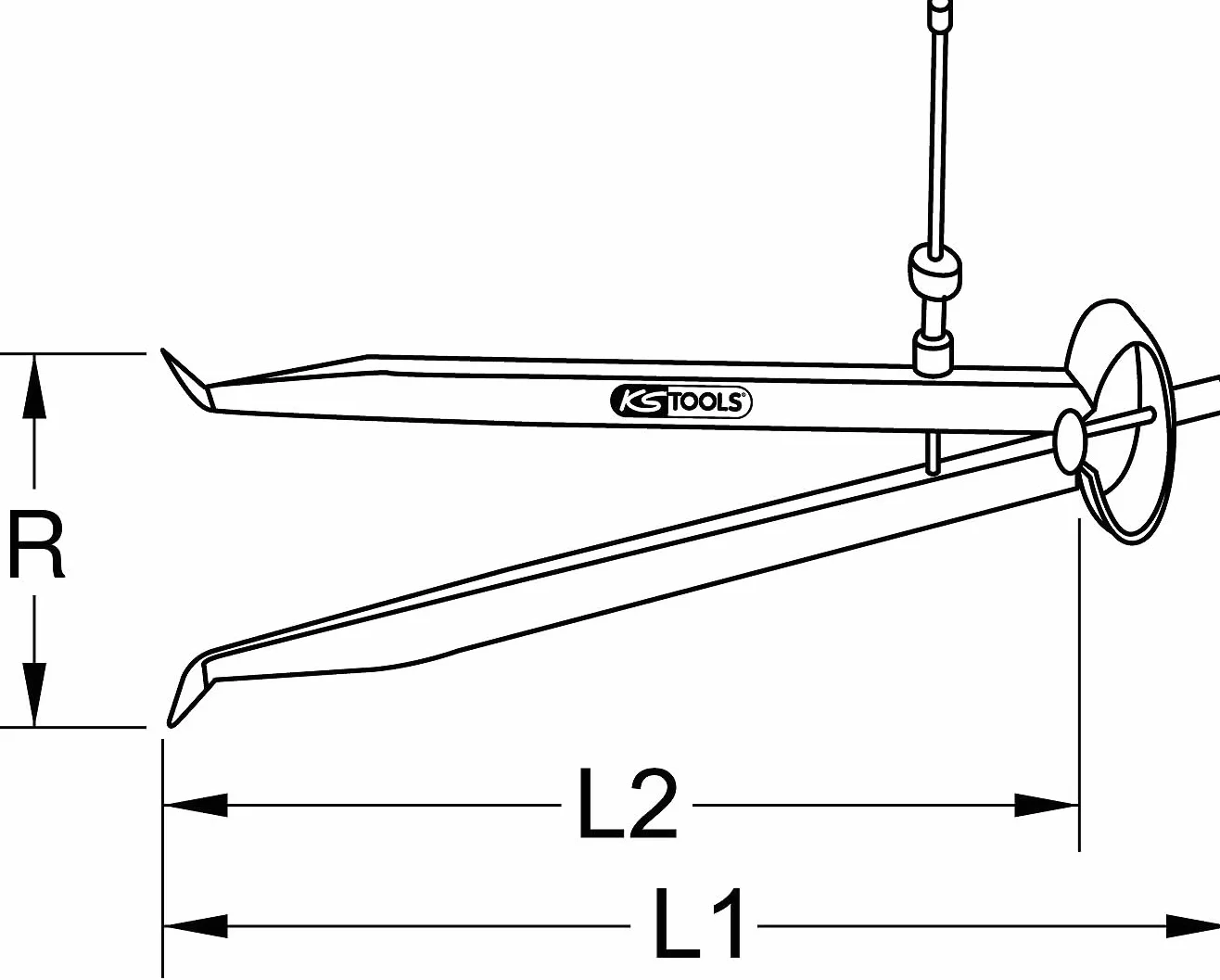 KS Tools 300.0422 Precyzyjny sprezynowy cyrkiel z mackamiwewnetrznymi, 200mm