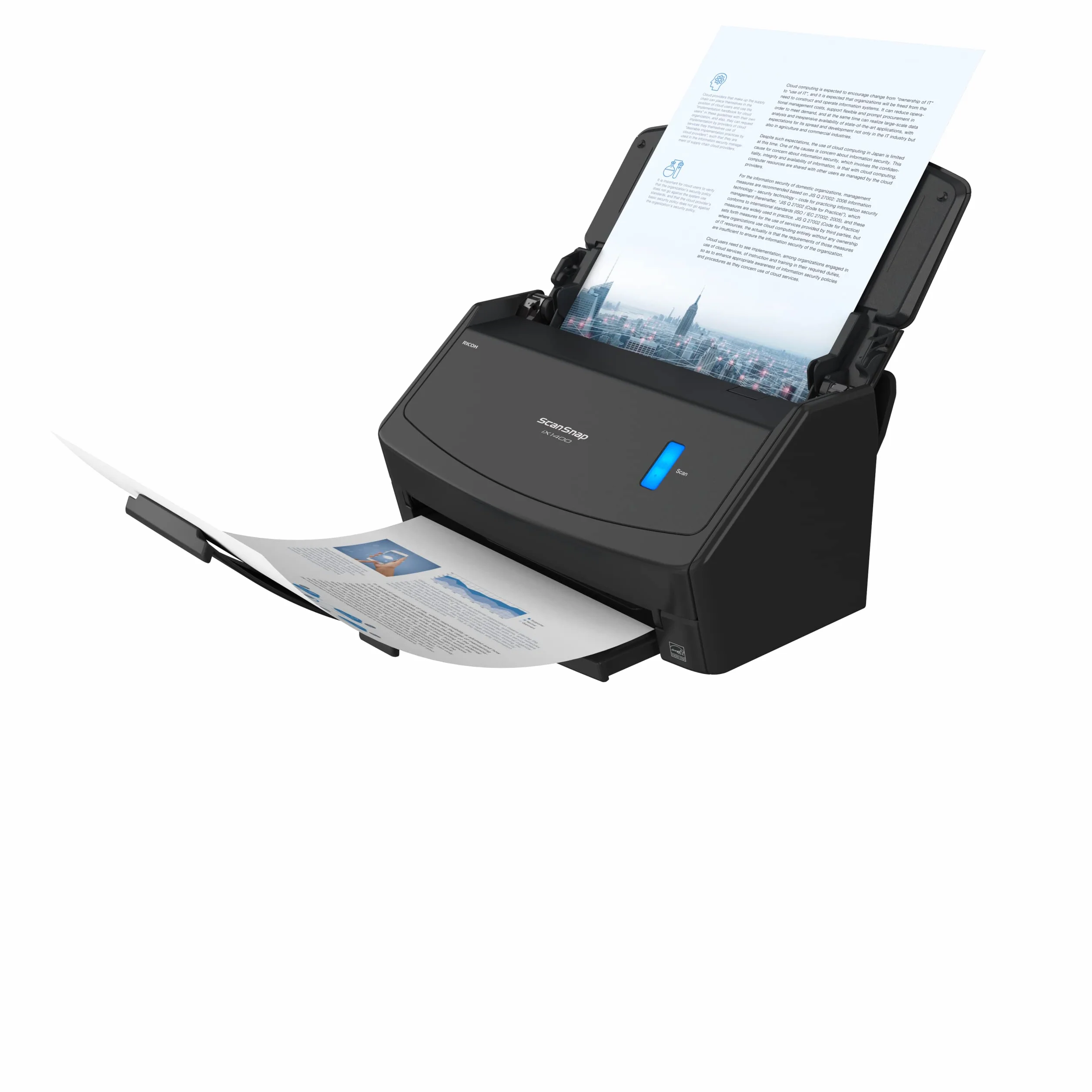 ScanSnap iX1400 czarny skaner A4, 40 ppm, skanowanie dwustronne. Automatyczny podajnik dokumentów zalecany 400 stron dziennie. USB 3.2