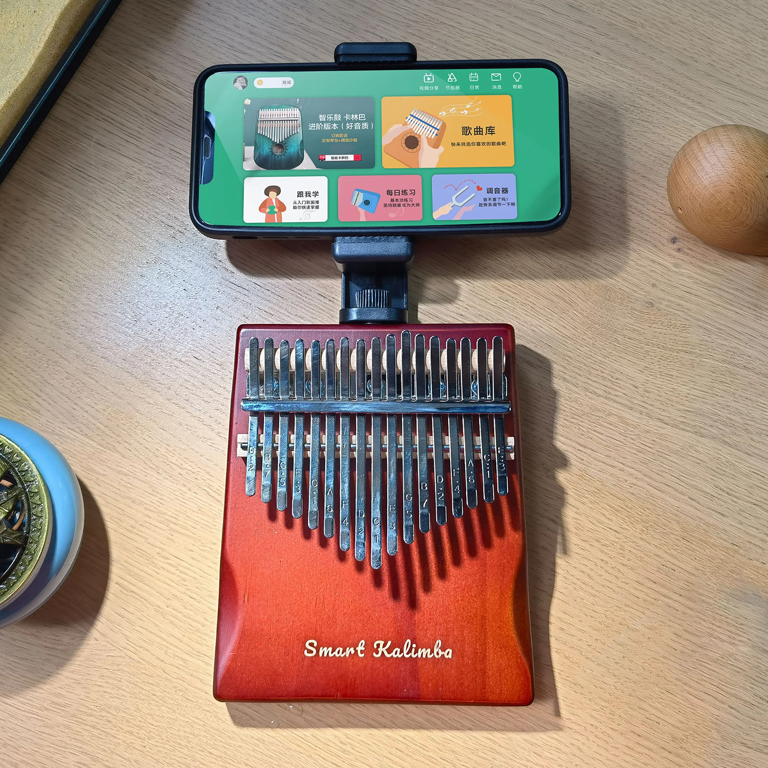 Inteligentna kalimba z aplikacją młotek do strojenia, kciuk, fortepian, 17 klawiszy, przenośny, łatwy do nauczenia się instrument muzyczny, początkujący, dzieci, dorosłych, prezent świąteczny