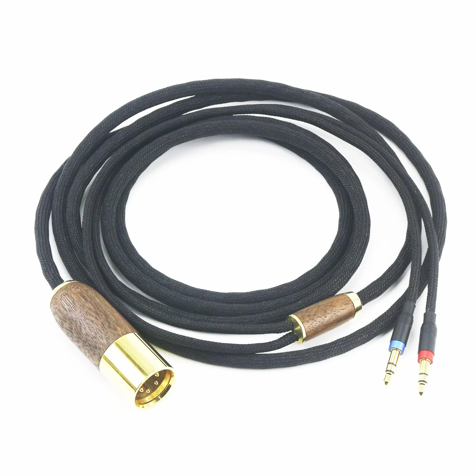 ABLET XLR 4-pinowy kabel 2 m 7N OCC posrebrzana miedź obudowa z drewna orzechowego kompatybilny ze słuchawkami Hifiman Sundara, Ananda, Arya, HE400SE, HE4XX, HE-400i (wersja