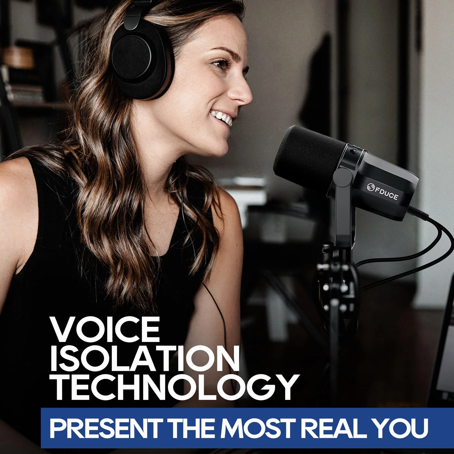 FDUCE SL40 Vocal Dynamic Podcast Microphone for Podcasting, Gaming, Live Streaming & Recording, Built-in Headphone Output, LED Mute Button, All Metal USB/XLR Cardioid Mic, Voice-Isolating Technology