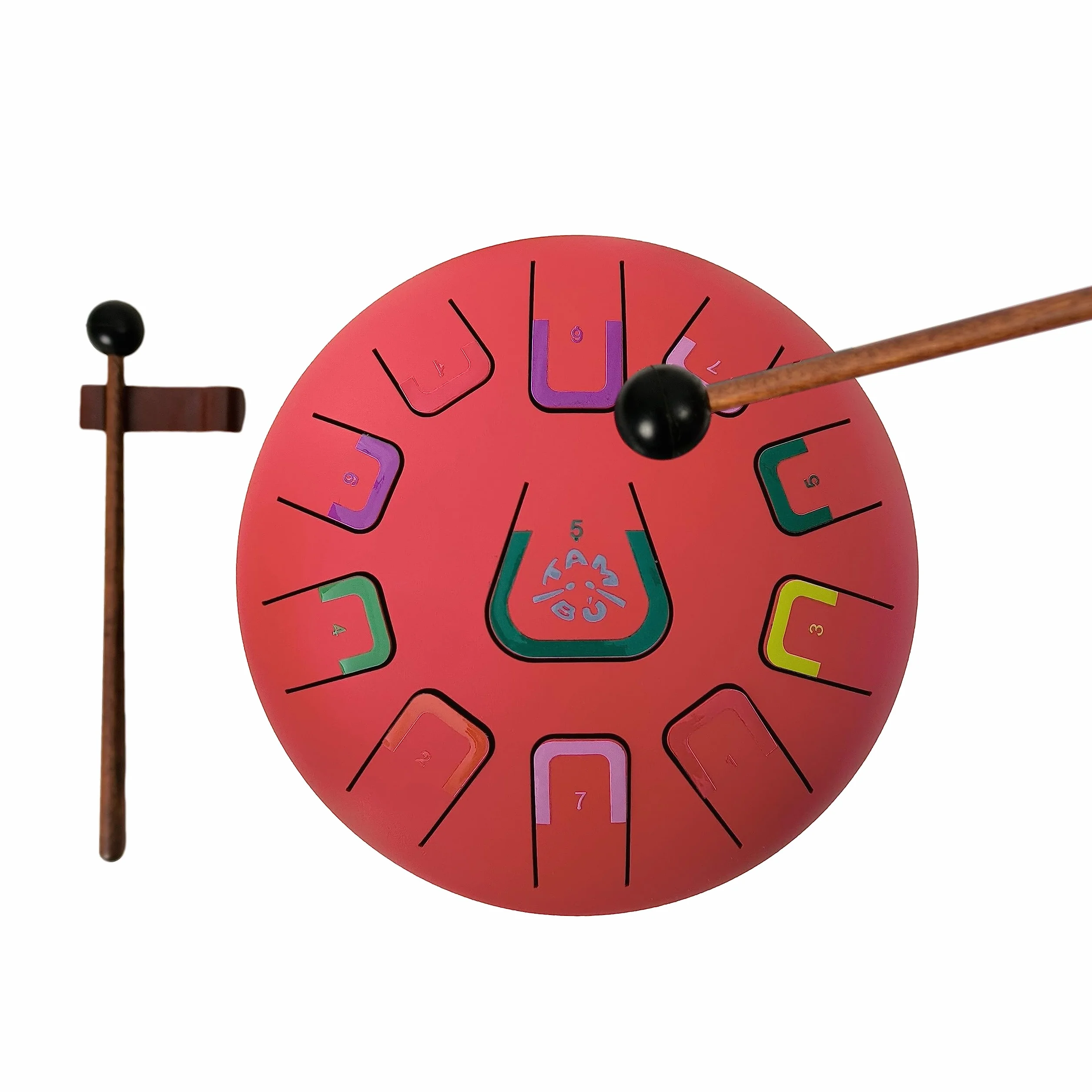 Stalowy bęben językowy tambu, 20 cm, 11 dźwięków, handpan, metalowy instrument perkusyjny, matowy czerwony