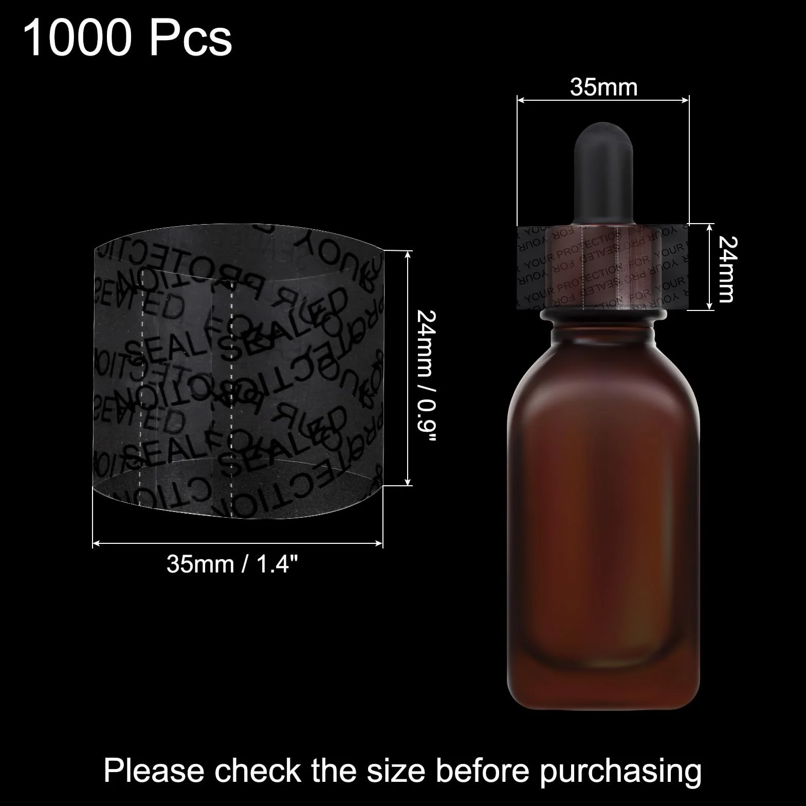 QUARKZMAN 1000 szt. Opaski termokurczliwe 35 x 24 mm PVC przezroczyste perforowane termokurczliwe opaski termokurczliwe owijane opaski na butelki słoiki uszczelki do butelek z zakraplaczem butelka