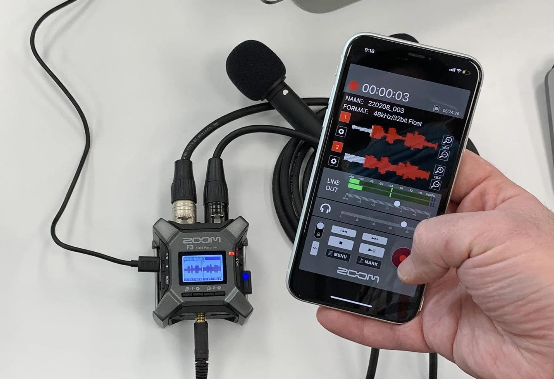 ZOOM F3 Rejestrator terenowy – Kompaktowy 2-ścieżkowy rejestrator audio z nagrywaniem 32-bit float – Do podcastów, wywiadów, nagrań na żywo – Antracyt