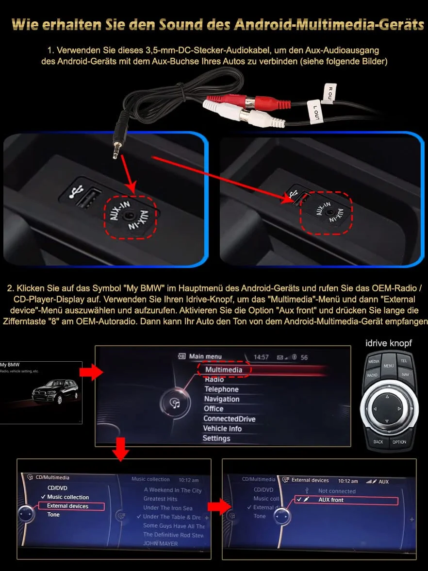 Erisin 10,25" Android 13 radio samochodowe GPS nawigacja do BMW X5 E70 X6 E71 CIC system obsługuje CarPlay IPS Touch Screen iDrive OEM radio Bluetooth DAB+ Android Auto WiFi USB TPMS 8-rdzeniowy 4 GB