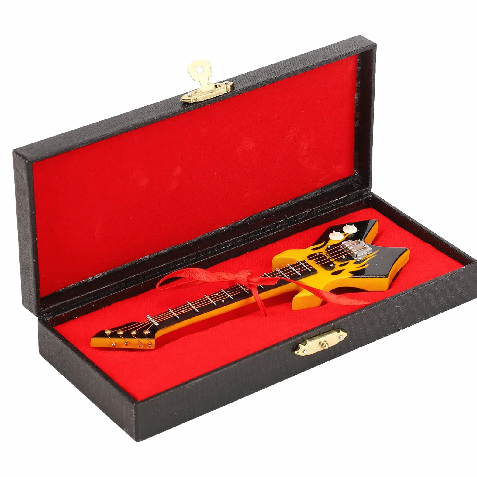 Mini Bas, Symulacja Klasyczna Kolekcja Instrumentów Dekoracyjnych Miniaturowy Model Gitary do Sypialni Studyjnej(Żółty)