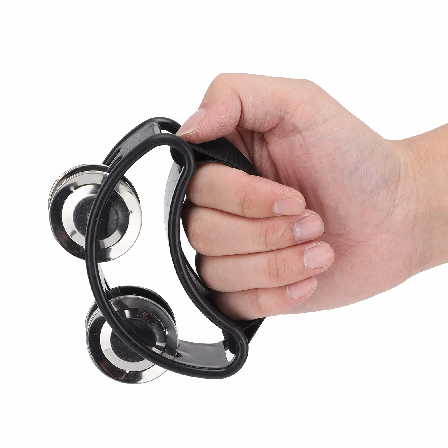Foot Tamburyn Foot Shaker Metal Jingle Bell Instrument Muzyczny Perkusyjny z Elastycznym Nylonowym Paskiem(czarny)