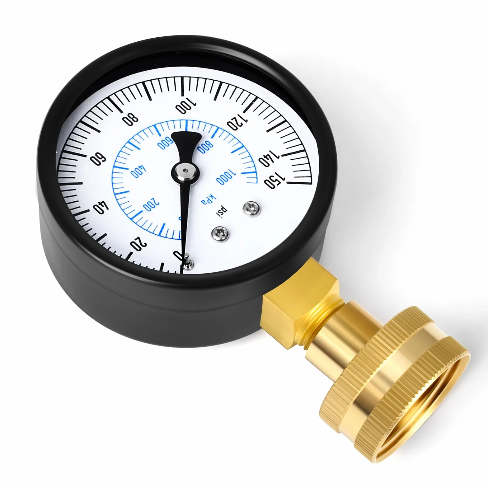 0-7 bar (0-100 Psi) 2-calowe stalowe podwójne manometry testowe z podziałką, połączenie BSP 3/4", dokładność -3-2-3%.