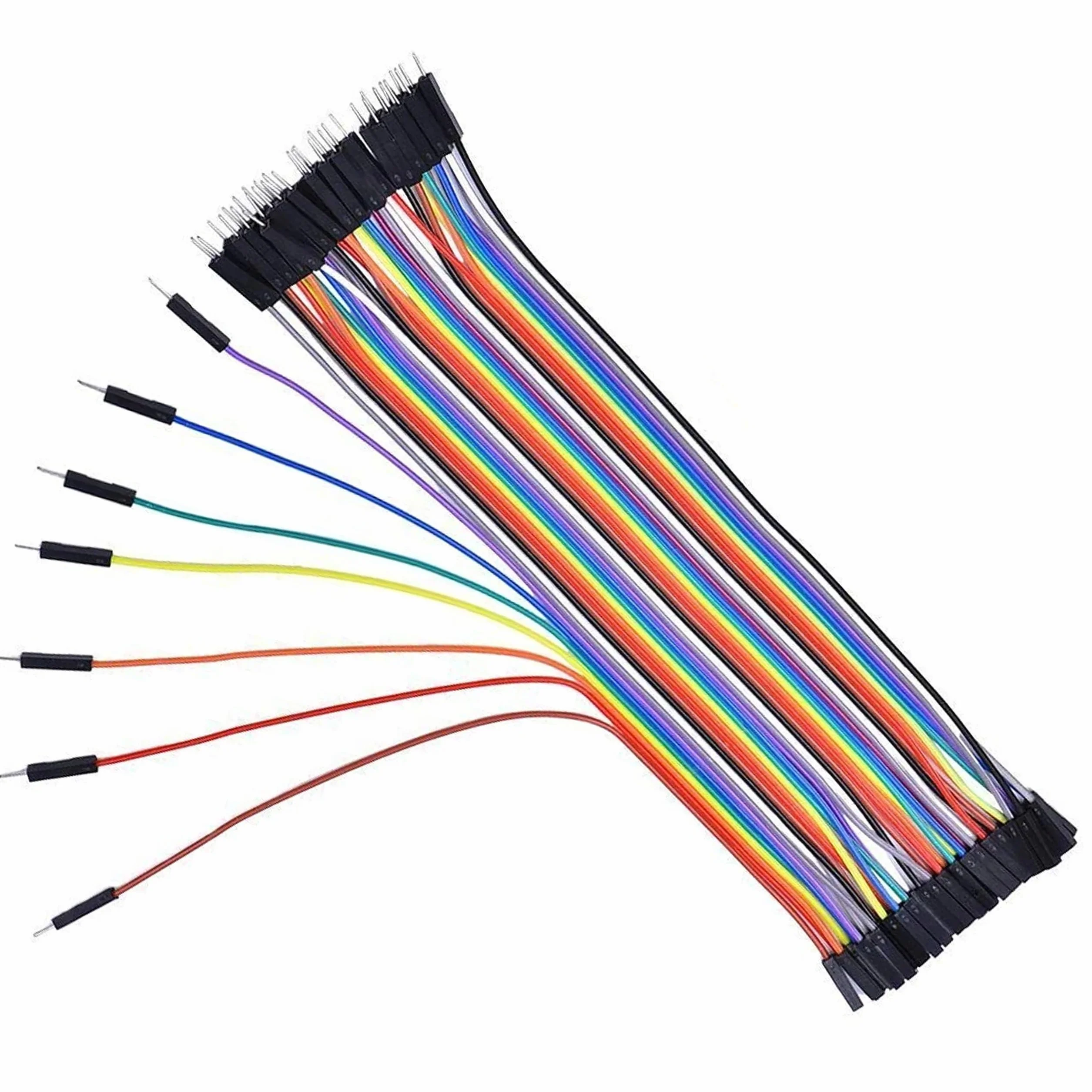 Zestaw kabli łączących 40x20cm - Wielokolorowe przewody męsko-żeńskie | Jakość miedzi | Dla Arduino, Breadboard, Prototypowanie Elektroniczne | Akcesoria elektroniczne