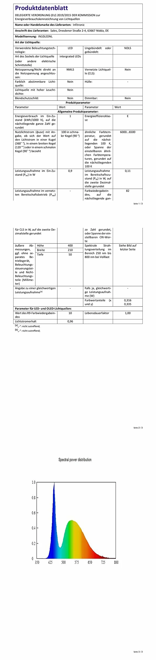 Infitronic IN10LEDNL – 10 diod LED lampka na pulpicie nut/lampka do czytania/lampka zaciskowa 2 poziomy jasności, czarna
