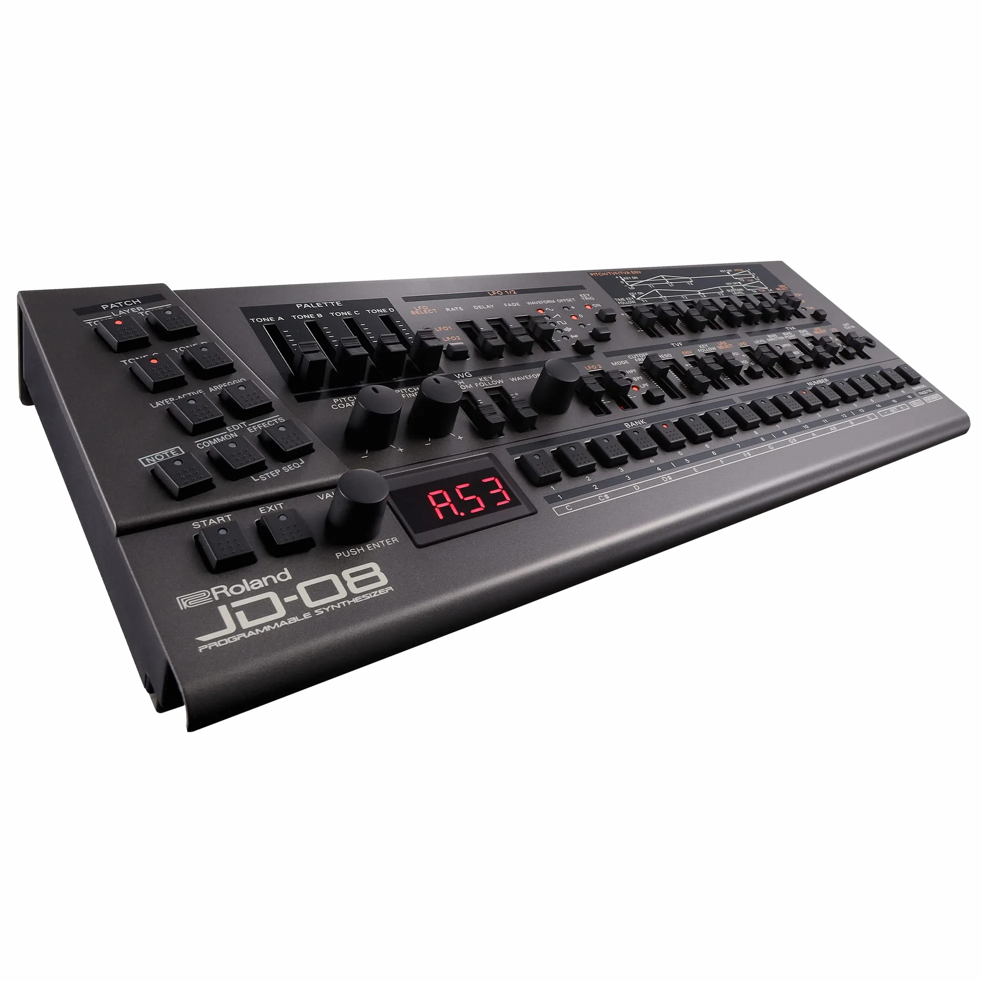 Syntezator Roland Boutique JD-08 – Kompaktowa, Nowoczesna Reedycja Legendarnego Roland JD-800 z lat 90-tych z Nowymi Efektami, Sekwencerem Polifonicznym i nie tylko – Lekkie, Mobilne