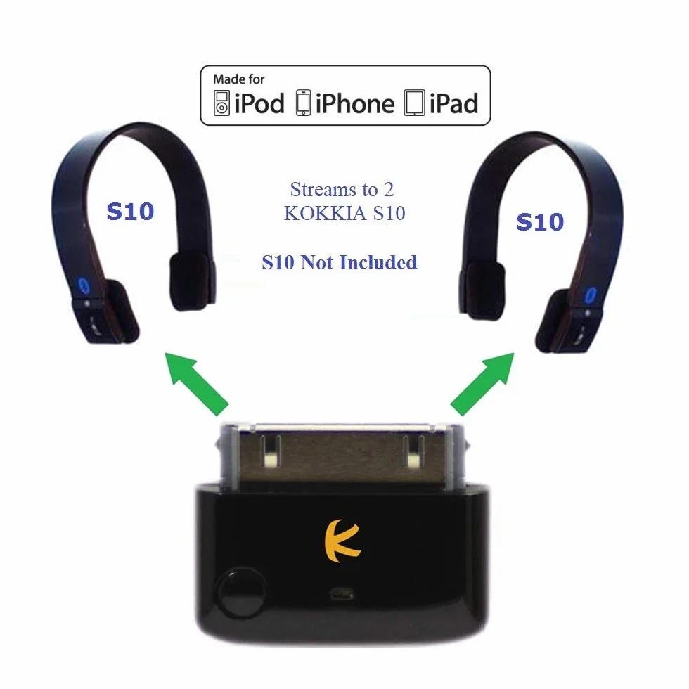 i10_Pro (czarny) : Rozdzielacz nadajnika Bluetooth z przełączanymi kodekami aptX/Low-Latency aptX/FastStream/SBC, kompatybilny z 30-pinowym złączem iPod, iPhone, iPad. Kompatybilny z AirPods.