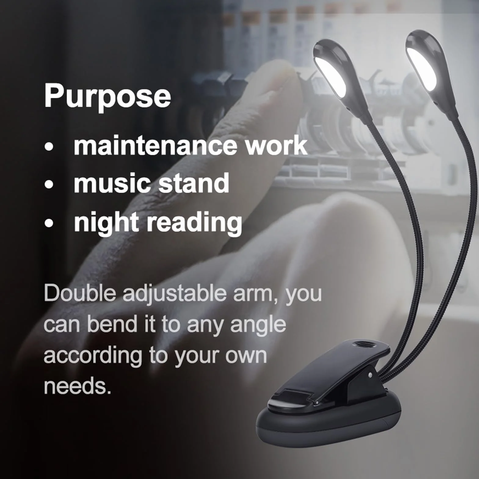 Clip On Music Stand Light Mini Regulowana Lampa LED z Podwójnymi Ramionami dla Bookworms Piano Orchestra Craft (8 świateł)