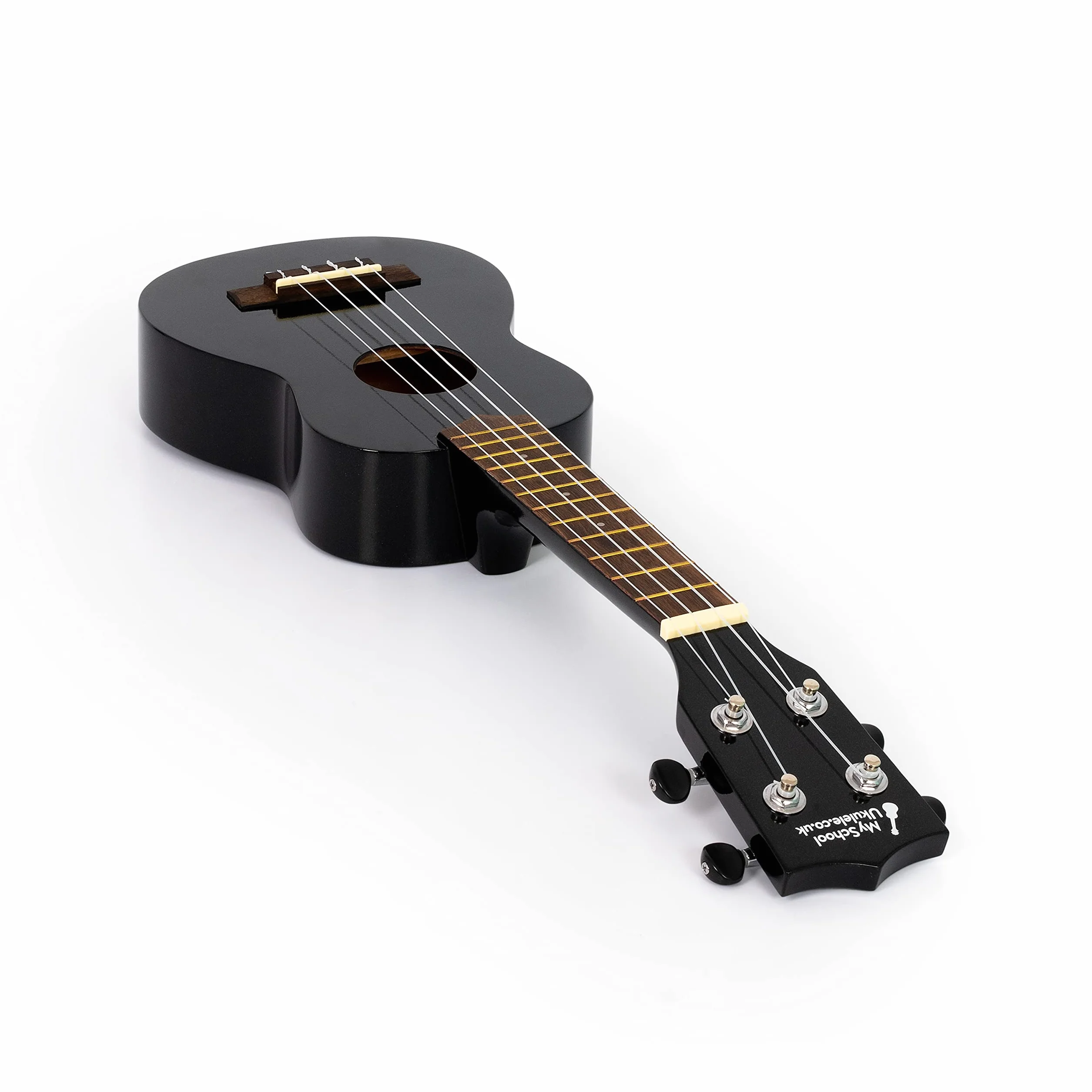 Ukulele sopranowe w kolorze czarnym z czarną torbą