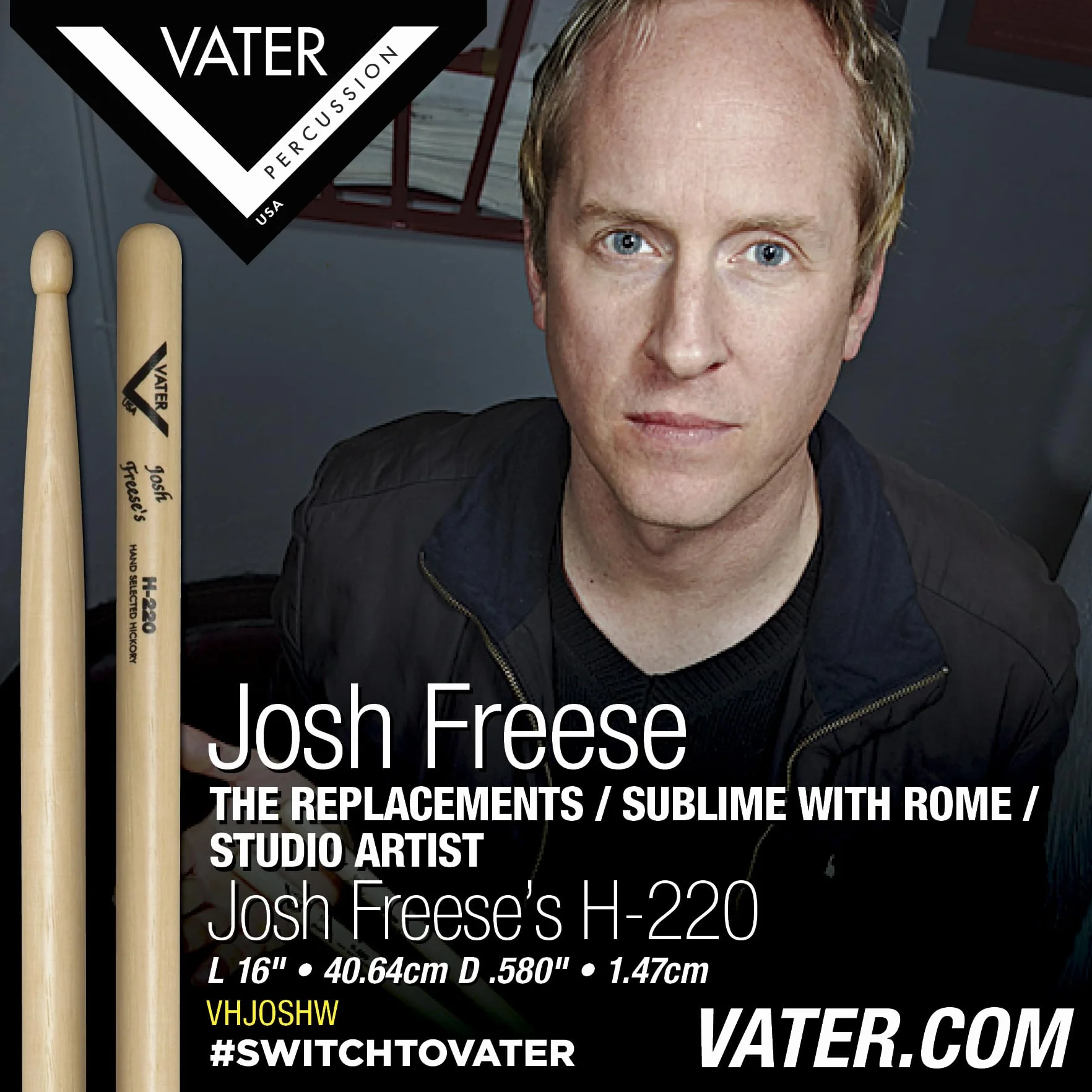 Vater Josh Freese H-220 VHJOSHW Sticks [import z UK