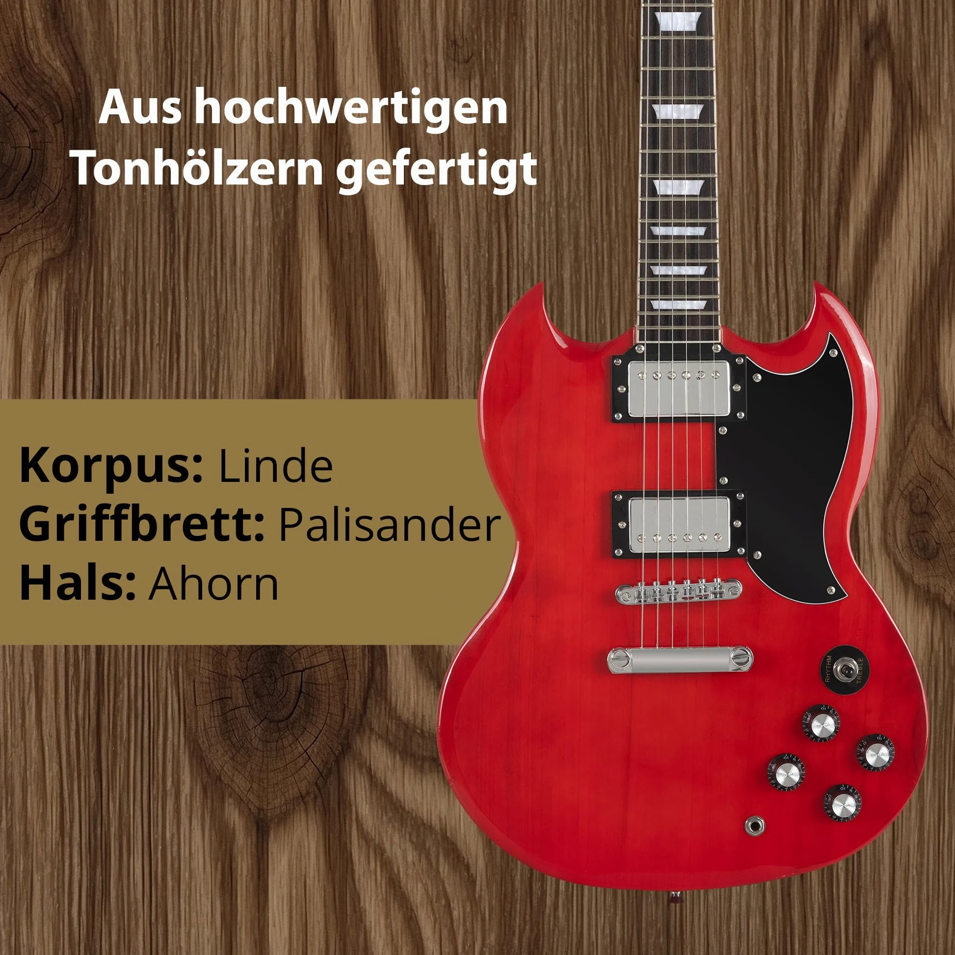 Rocktile Pro S-Red Gitara elektryczna Heritage Cherry AK30A zestaw – gitara elektryczna ze wzmacniaczem i kablem – humbucker pickups – korpus lipy, szyja, klon, podstrunnica, palisander – Finish Gloss