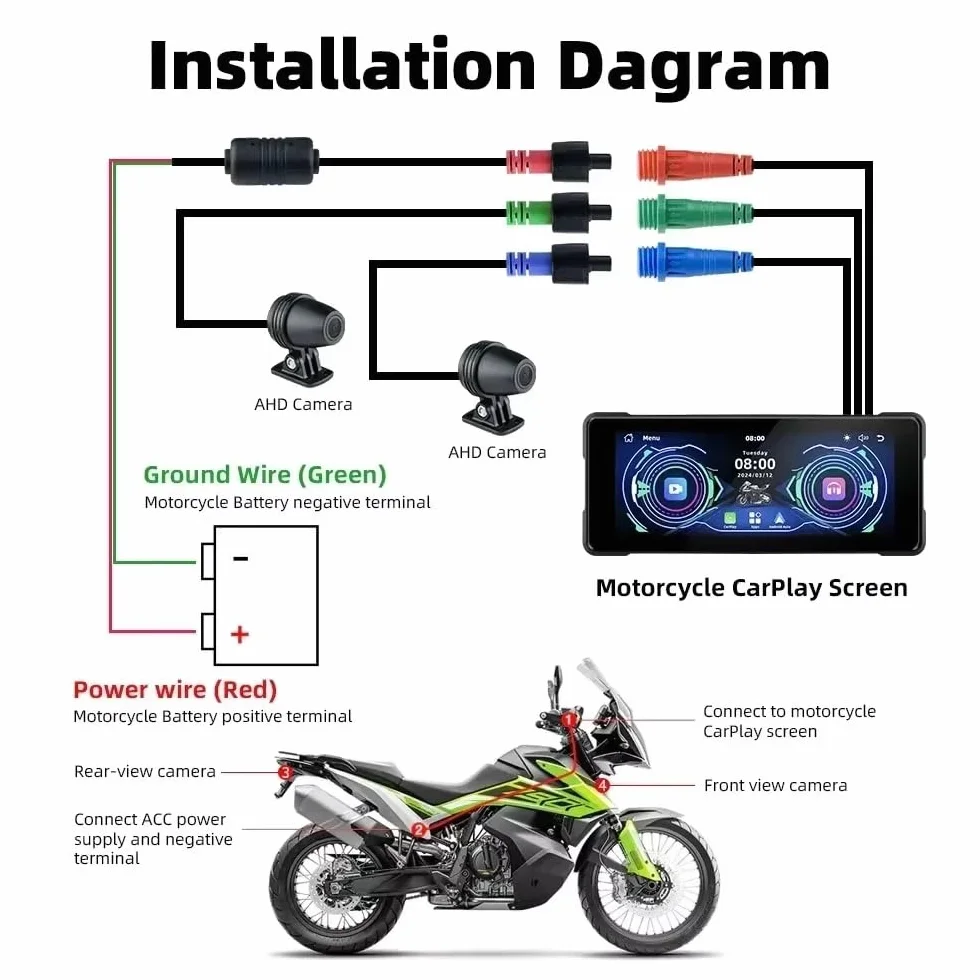 Nawigacja motocyklowa Carplay z wyświetlaczem 7" z systemem Android, w zestawie kamera i dvr z okrągłym mocowaniem kierownicy 7 cali prezent świąteczny z uchwytami samochodowymi i motocyklowymi
