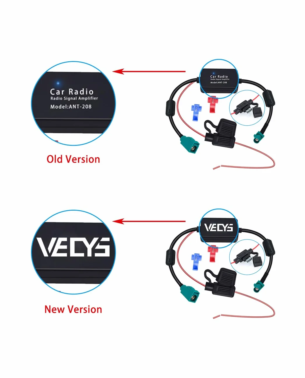 Vecys FM/AM DAB DAB+ Antena Samochodowa Wzmacniacz Sygnału Fakra Z Adapter Męski do żeńskiego 12V Digital Radio Antena Splitter Antena Wzmacniacz dla Audio Stereo Digital Car Radio