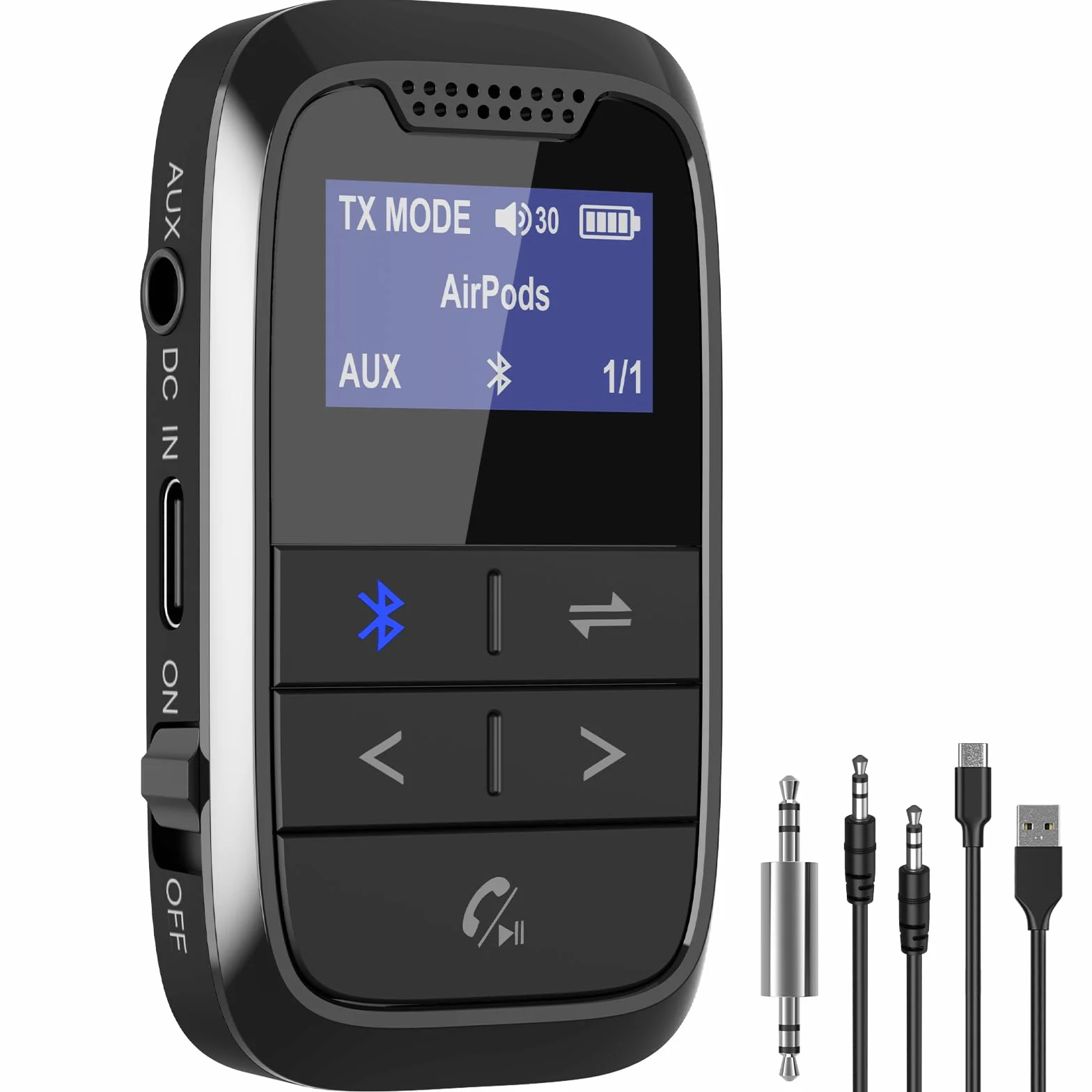Adapter Bluetooth 2 w 1, odbiornik Bluetooth 5.0, z gniazdem 3,5 mm, z akumulatorem Aux, bezprzewodowy, z czasem pracy baterii 20 godzin do telewizora, słuchawek, samolotu, komputera