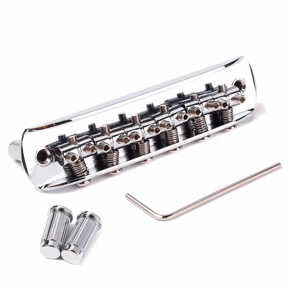 Alnicov Regulowany mostek siodłowy z naparstkami do gitary Mustang Jaguar i Jazzmaster, chrom