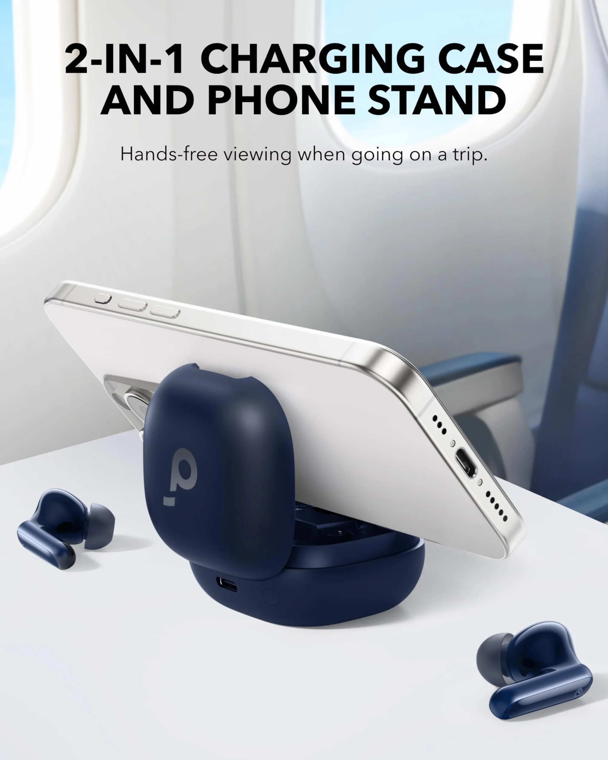 soundcore P40i Anker, Bezprzewodowe słuchawki douszne z redukcją szumów, Adaptacyjna redukcja szumów do otoczenia, Mocarne basy, 60-godzinny czas odtwarzania, Etui 2 w 1 i stojak,IPX5,Bluetooth