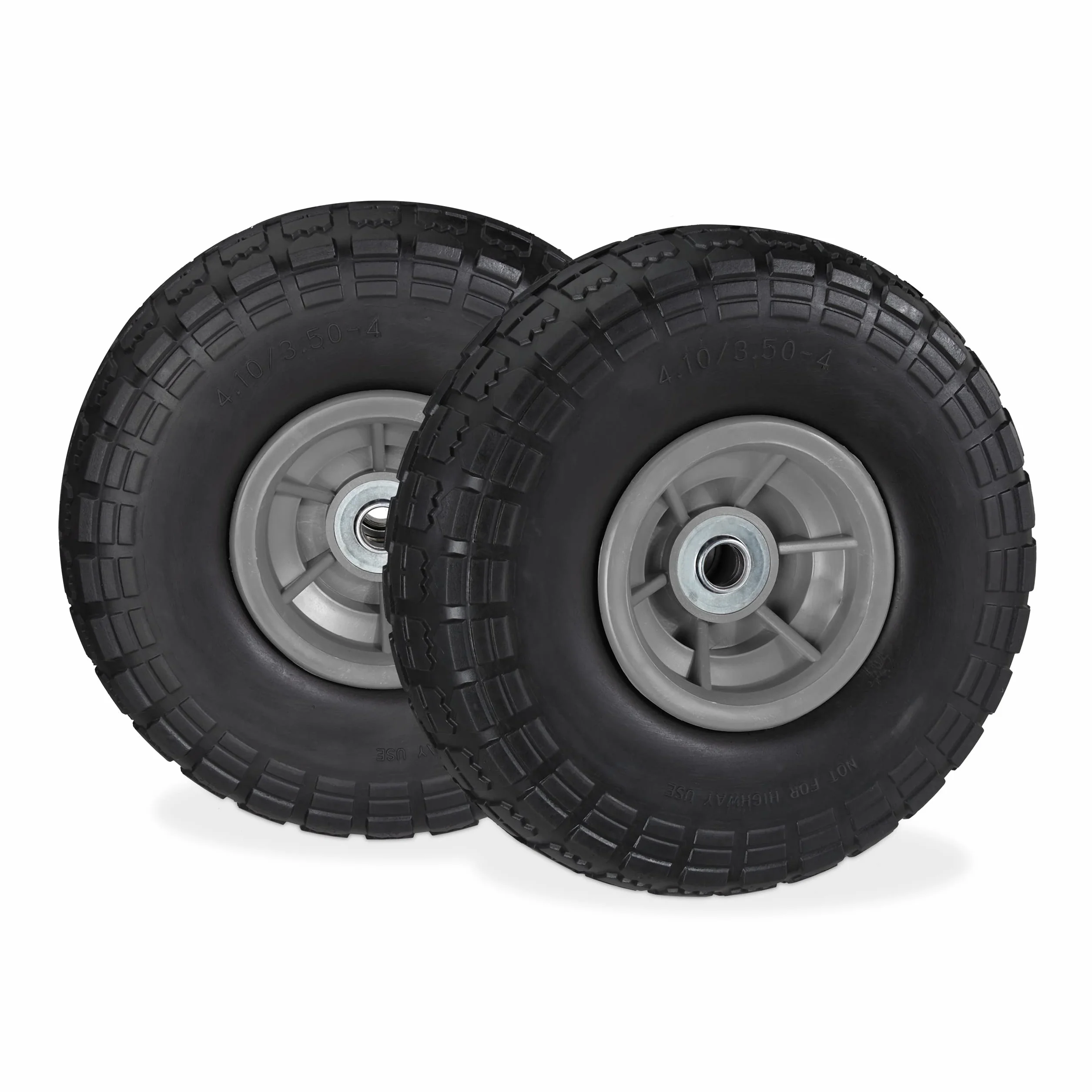 Relaxdays 4 x koło do wózka transportowego, odporne na przebicie opony z pełnej gumy, 4,1/3,5-4", oś 16 mm, do 150 kg, wys. x śr.: 26 x 8,5 cm, czarne/szare