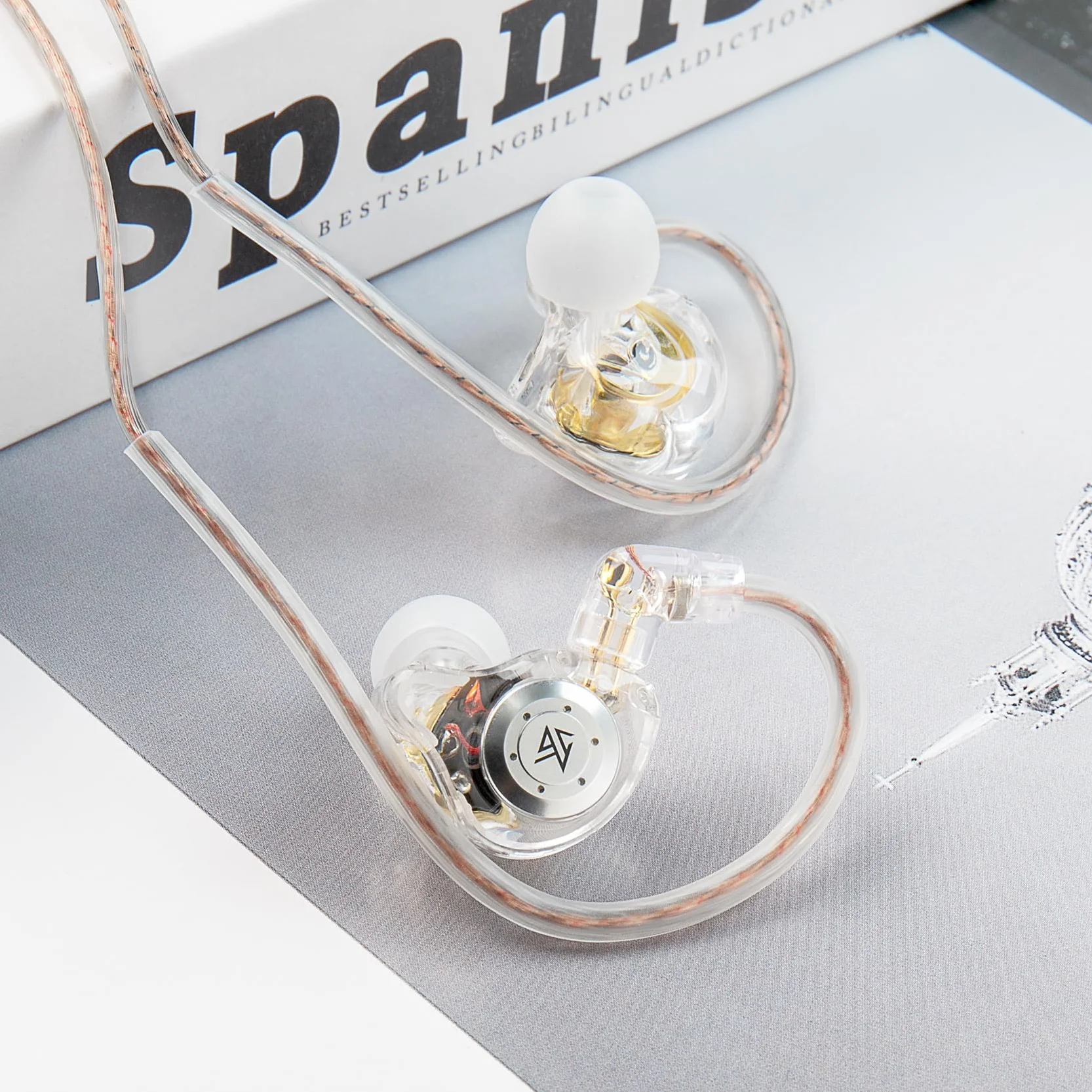 KZ EDX Pro Monitor douszny, podwójny magnetyczny napęd dynamiczny 10 mm słuchawki Hi-Fi niskiej częstotliwości z odpinanym kablem 0,75 mm i 2 Pin (Biały, bez mikrofonu)