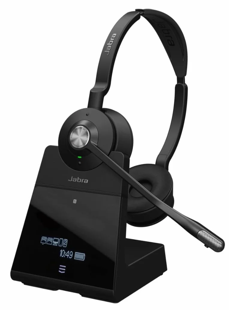 Engage 75 SE Stereo Headset with Headband Pad, Base, Power Supply, kabel USB-C na USB-A, biurko i kabel do telefonu, instrukcja szybkiego uruchomienia, i ostrzeżenie (lice bezpieczeństwa)