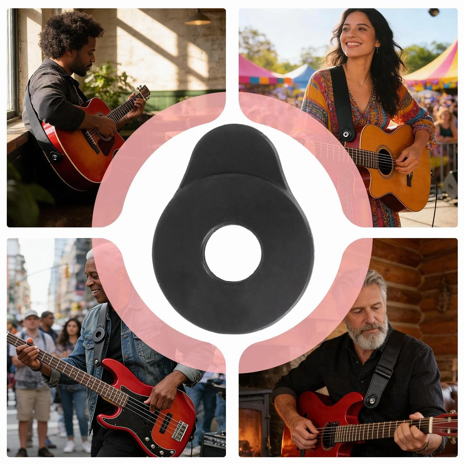 Guitar Strap Locks – gumowe akustyczne do wzmocnionych instrumentów | bezpieczny system blokowania z ?atw? instalacj?, ?dzie do naprawy gitary elektrycznej, ukulele basowe, odtwarzacze banjo