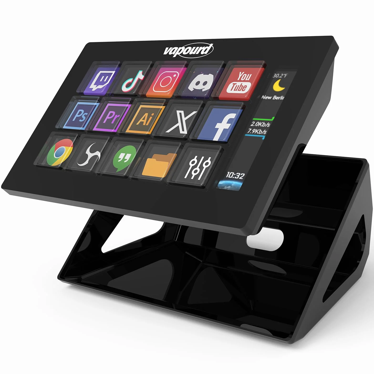 Stream Controller Deck, Studio Controller, 15 regulowanych przycisków LCD, kompaktowy panel kontrolny, wyzwalacz akcji w aplikacjach i oprogramowaniu, takich jak OBS, Twitch, YouTube, kompatybilny z