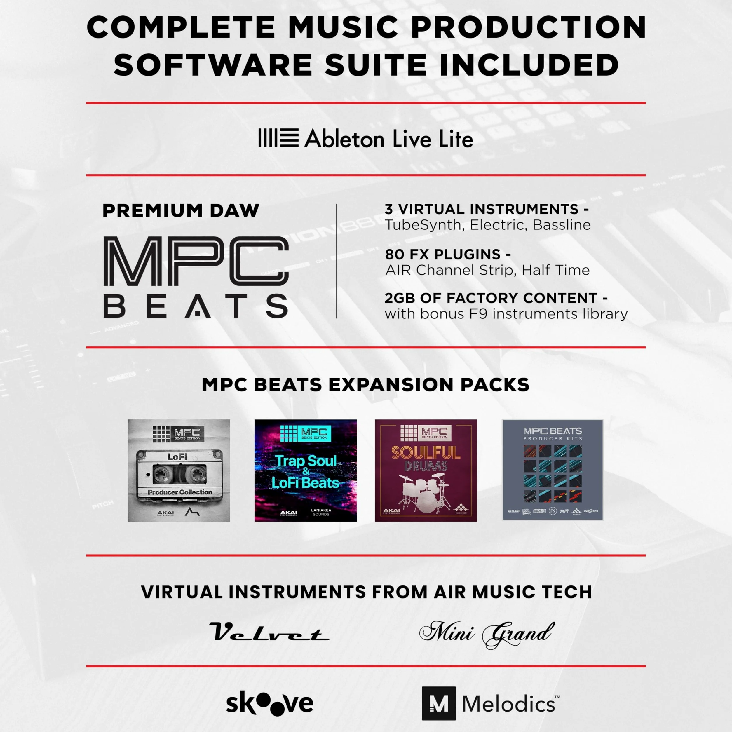 M-AUDIO Keystation 88 MK3 - kontroler MIDI z 88 klawiszami półważonymi do sterowania wirtualnymi syntezatorami i parametrami DAW-ów