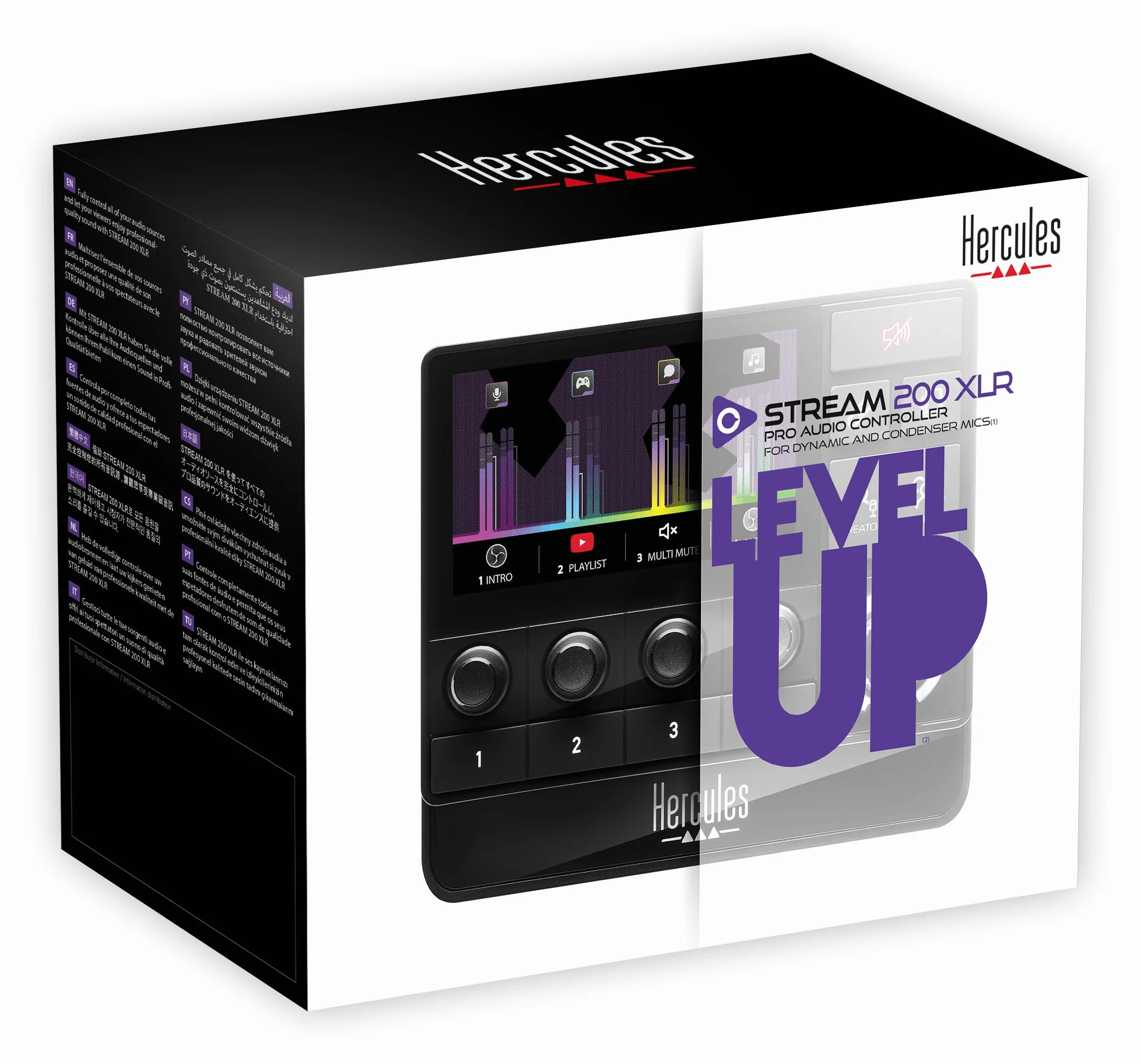Hercules Stream 200 XLR Profesjonalny Kontroler Audio do Sterowania Miksami dla Widzów i Twórcy na Żywo na Ekranie