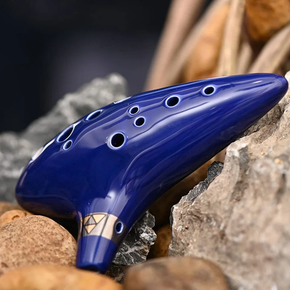 Ocarina ceramiczny piccolo z 12 otworami, alto C, instrument muzyczny, prezent dla dzieci i dorosłych, z podstawką ekspozycyjną, książka muzyczna, pasek na szyję
