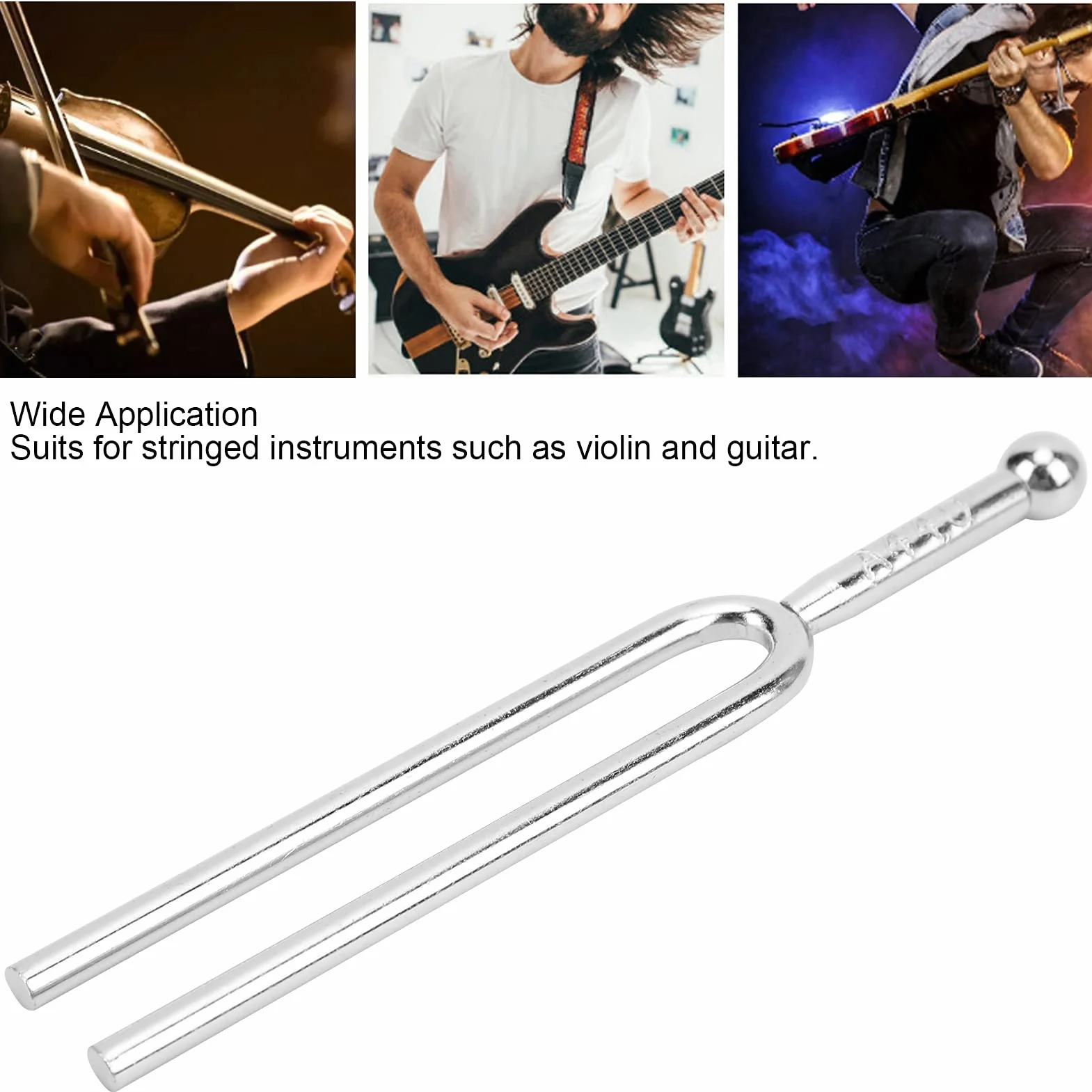 440 Hz Standardowy Kamerton A, Kamerton ze Stali Nierdzewnej Skrzypce Tuner Gitarowy Instrument na Skrzypce Gitarowe, Srebrny