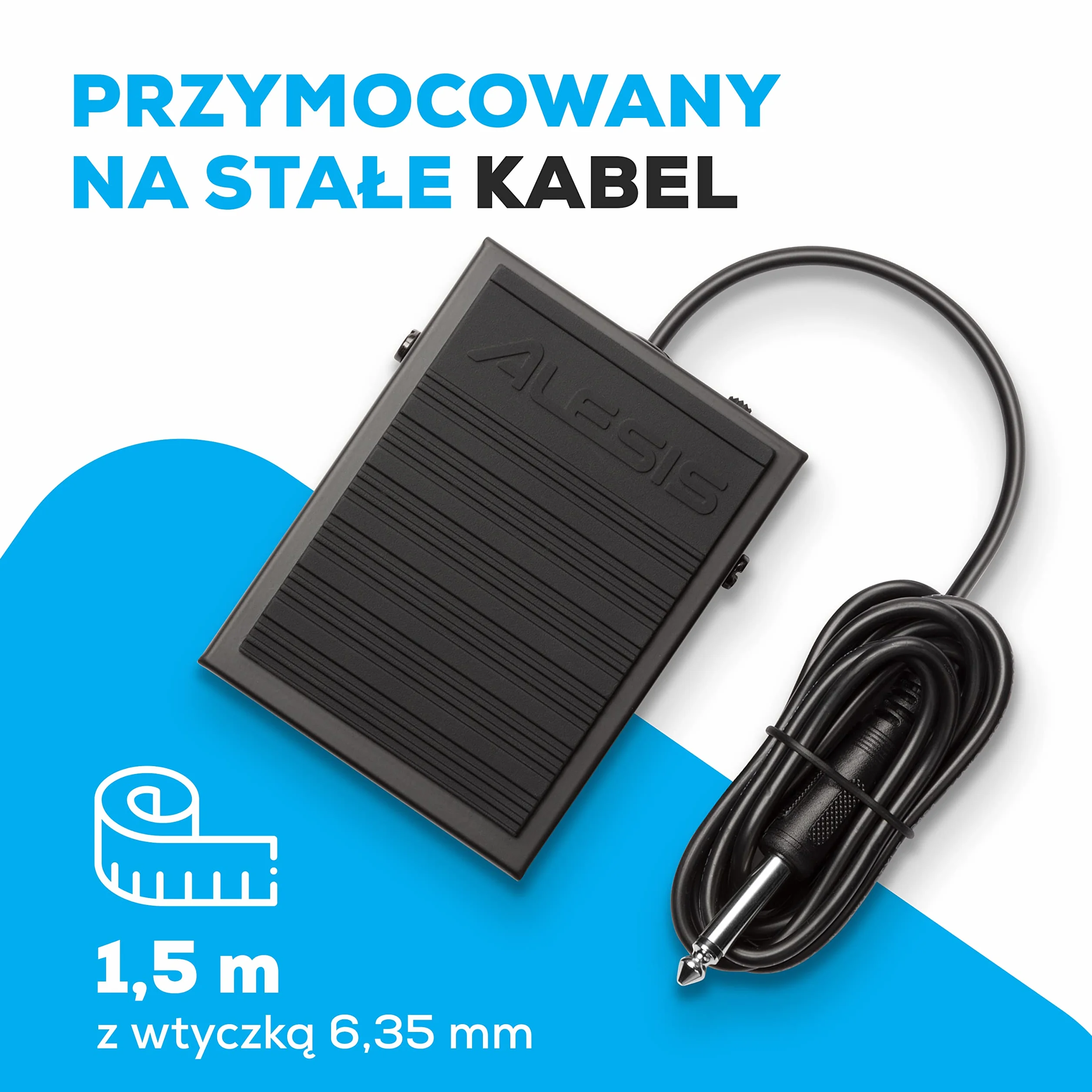 Alesis ASP-1 Uniwersalny Pedał Sustain MKII i Nożny Przełącznik Chwilowy z Kablem 1.5 m i Antypoślizgową Podstawą