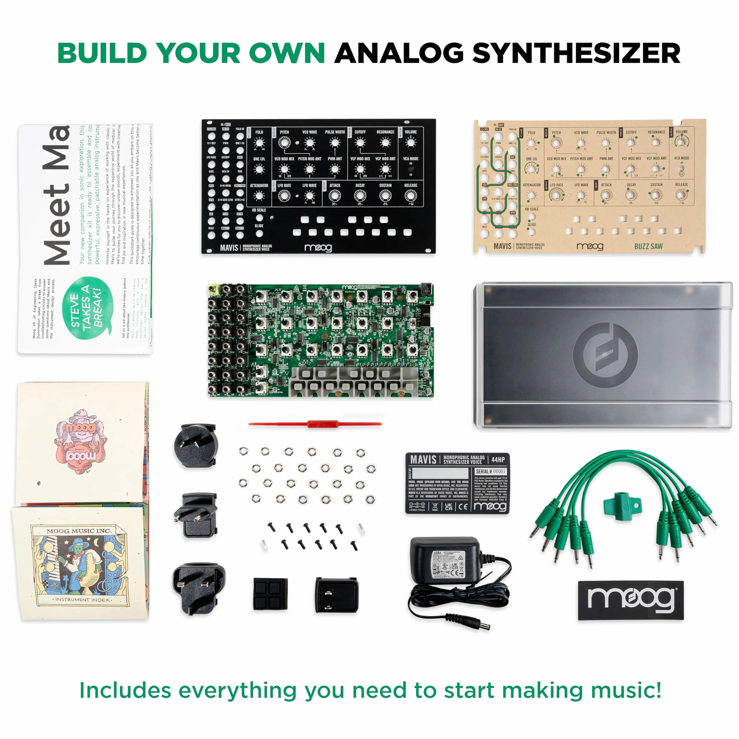 MOOG Mavis - Semimodularny Syntezator Analogowy z Klawiaturą, Oscylatorem Analogowym, Filtrem, Generatorem Obwiedniowym, Wavefolderem i Osłoną