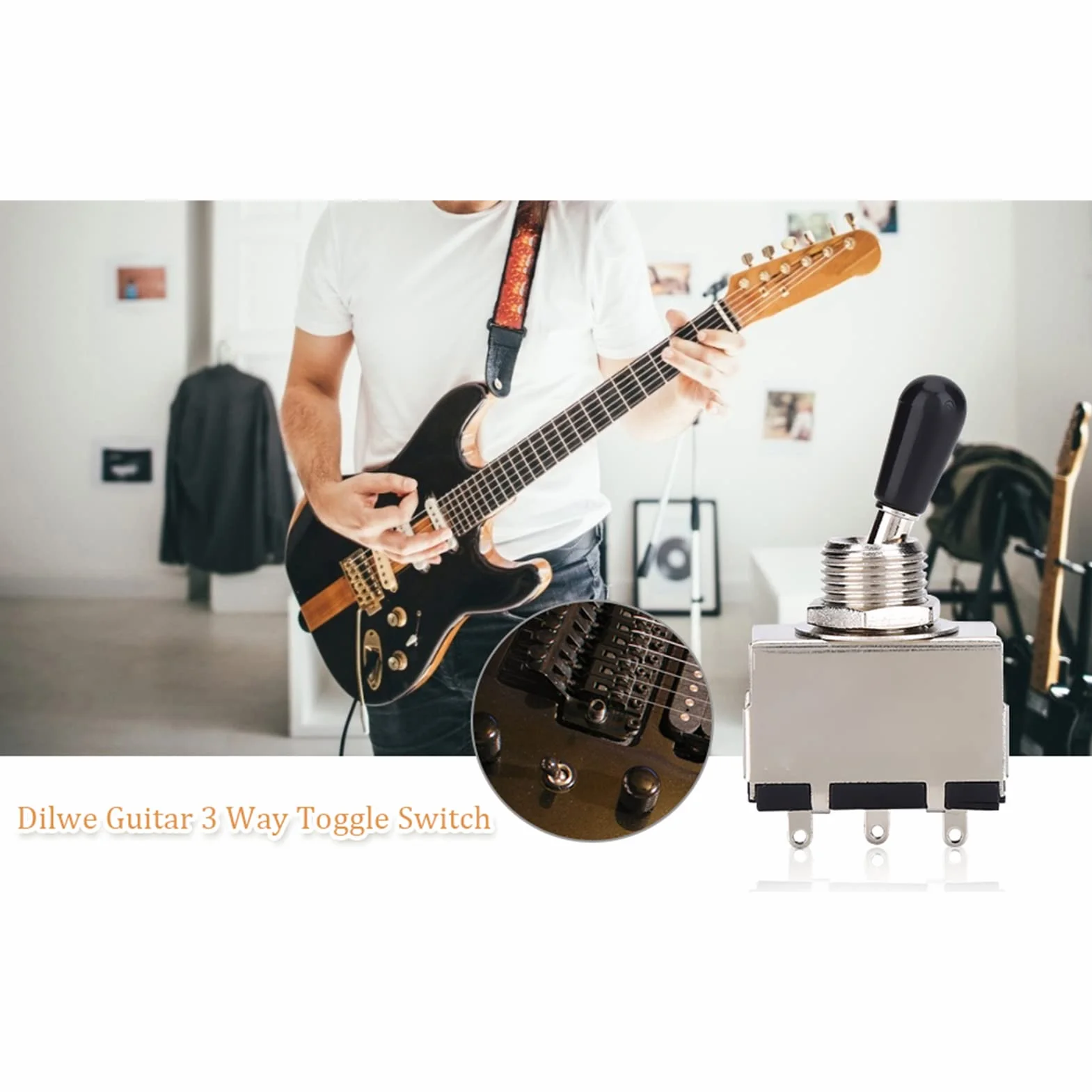 Gitara 3-drożny przełącznik 3-drożny przełącznik, 3-drożny przełącznik do czarnej końcówki część zamienna do gitary elektrycznej w stylu LP części do gitary akustycznej i klasycznej