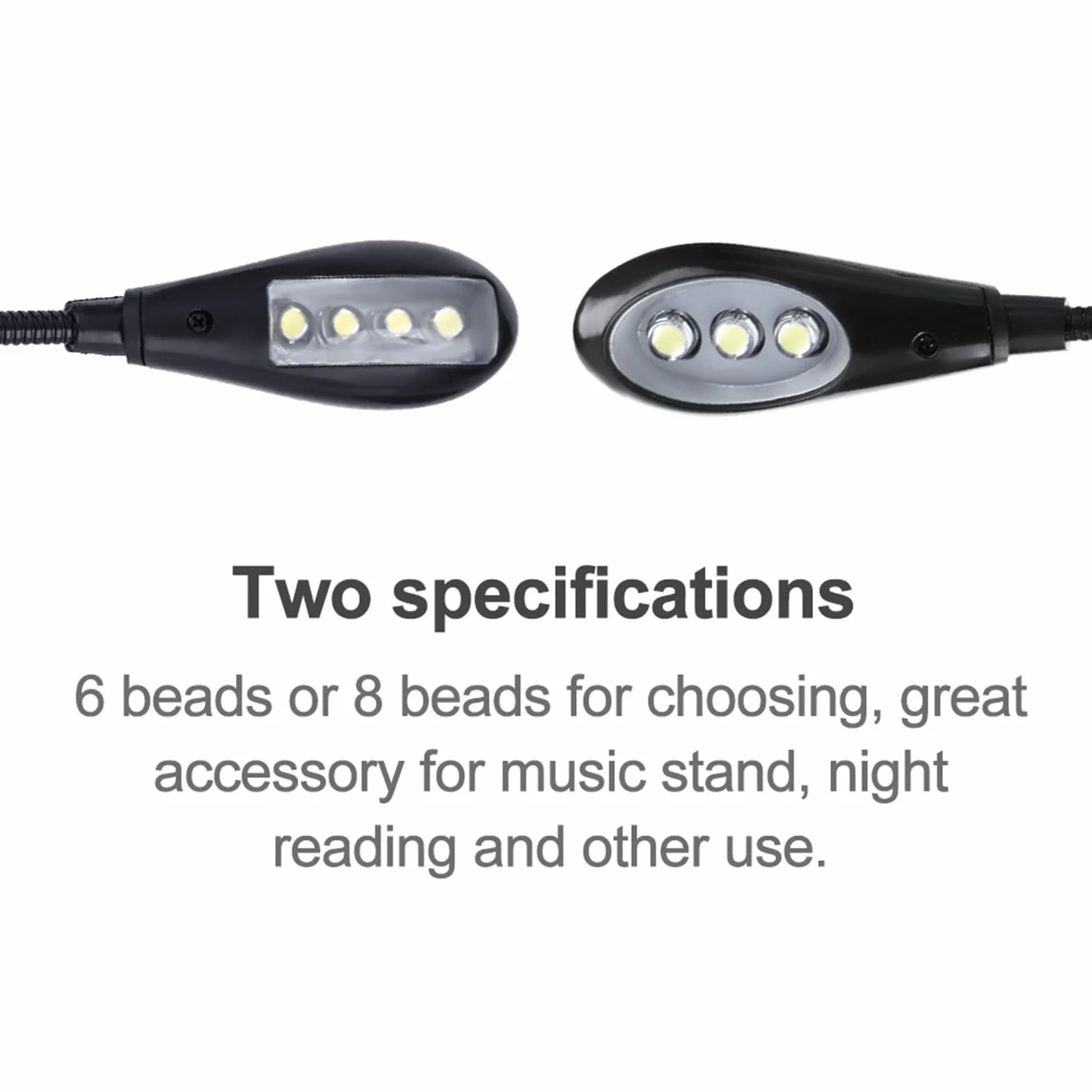 Clip On Music Stand Light Mini Regulowana Lampa LED z Podwójnymi Ramionami dla Bookworms Piano Orchestra Craft (8 świateł)
