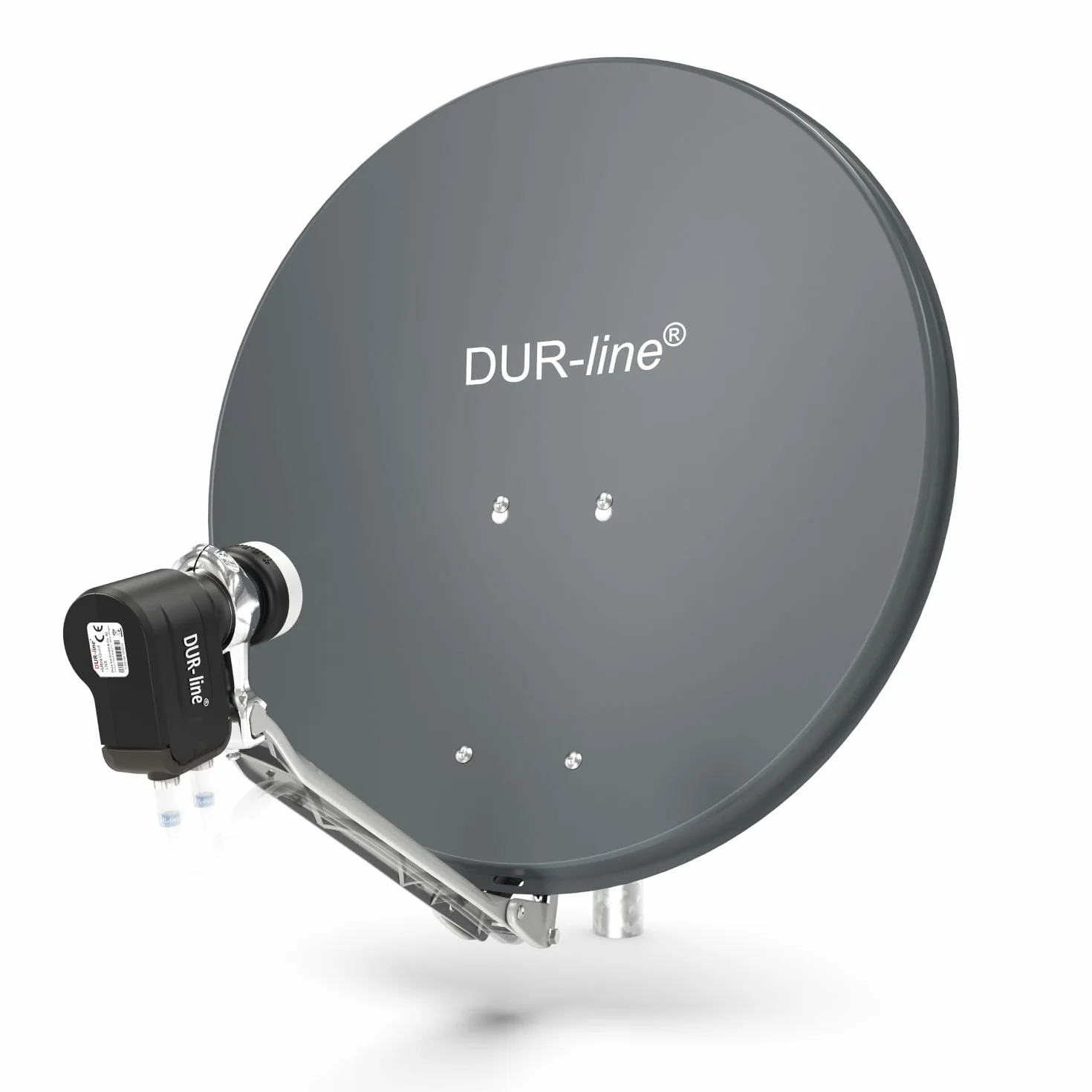 DUR-line Zestaw 2 odbiorników – wysokiej jakości zestaw satelitarny z aluminium – Select 60 cm/65 cm lustro/miska antracyt + Twin LNB – na 2 odbiorniki / TV [najnowsza technologia, DVB-S2, 4K, 3D]