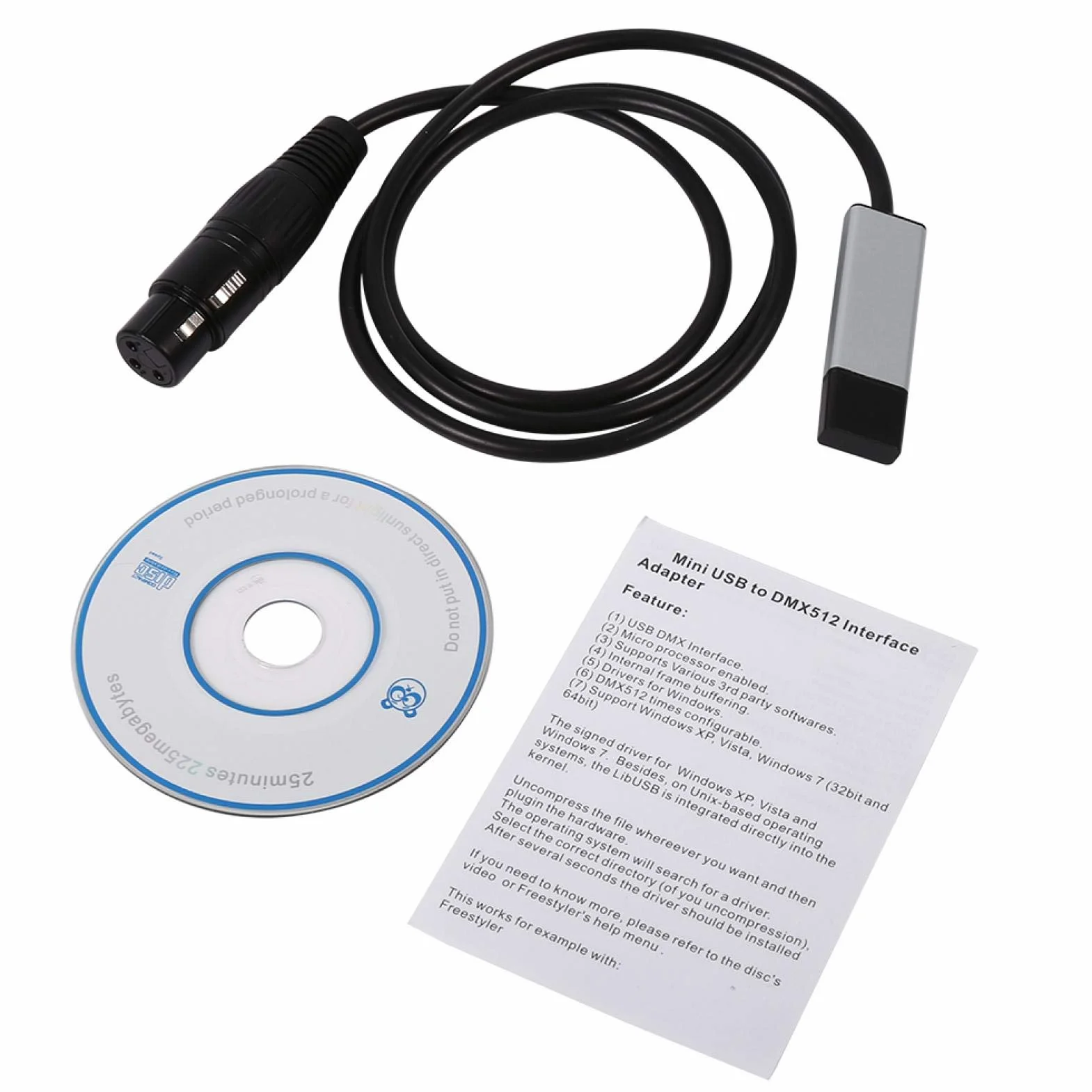 Adapter, mini adapter USB do DMX, kontroler DMX512, komputerowe kontrolery oświetlenia scenicznego, ściemniacz