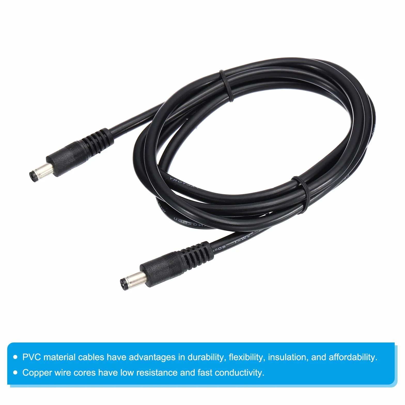 PATIKIL kabel zasilający USB 5 ft 5,5 x 2,5 mm męski do 5,5 x 2,1 mm męski DC, adapter 18AWG do ładowania routera DVR kamery monitorującej, czarny